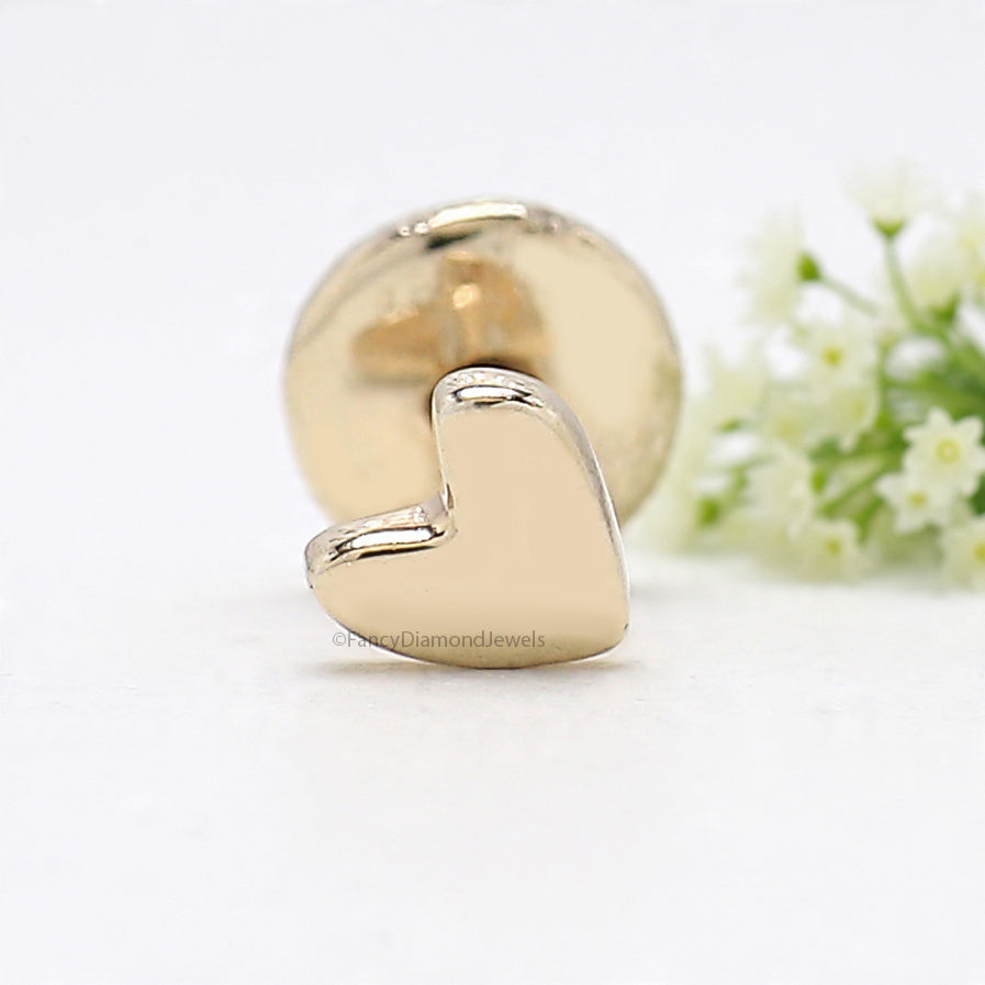 Heart Internally Threaded Labret tragus stud conch earrings Silver Yellow Gold Cuff cartilage helix stud flat back labret stud FD507