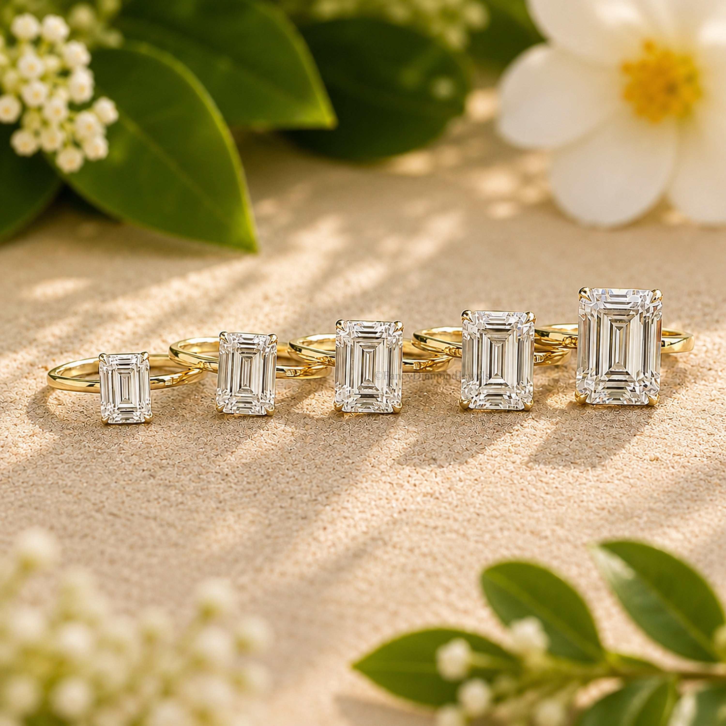 Emerald Cut Engagement Ring CZ Solitaire 925 Silver Diamond Simulant Travel Promise Moissanite Style Wedding Bridal Anniversary Gift FD199