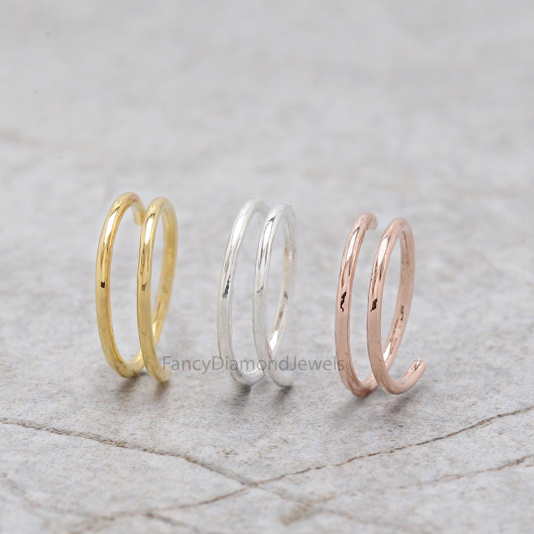 Nose Ring, Double Nose Ring for Single Piercing, Hoop Ring, Nose Stud, Rose Gold Nose Ring, Twisted Piercing Hoop, Plain Nose Ring, KD1137
