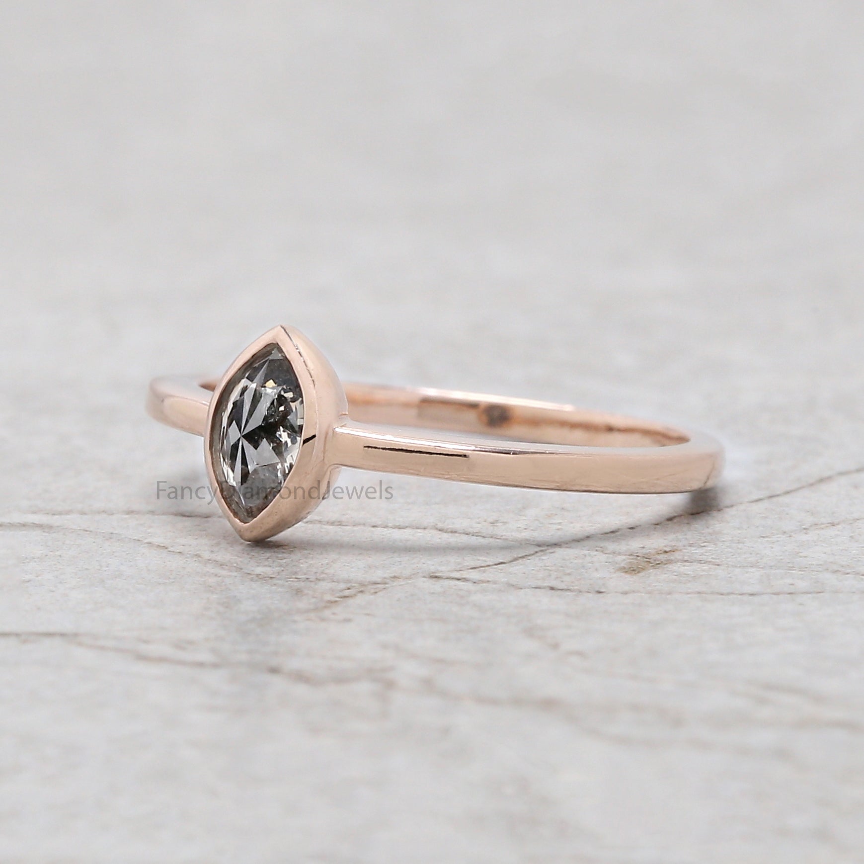 Marquise Salt and pepper Diamond Ring, Salt and pepper Marquise Diamond Engagement Ring, Marquise Diamond Ring, Marquise Shape Ring, KD1155