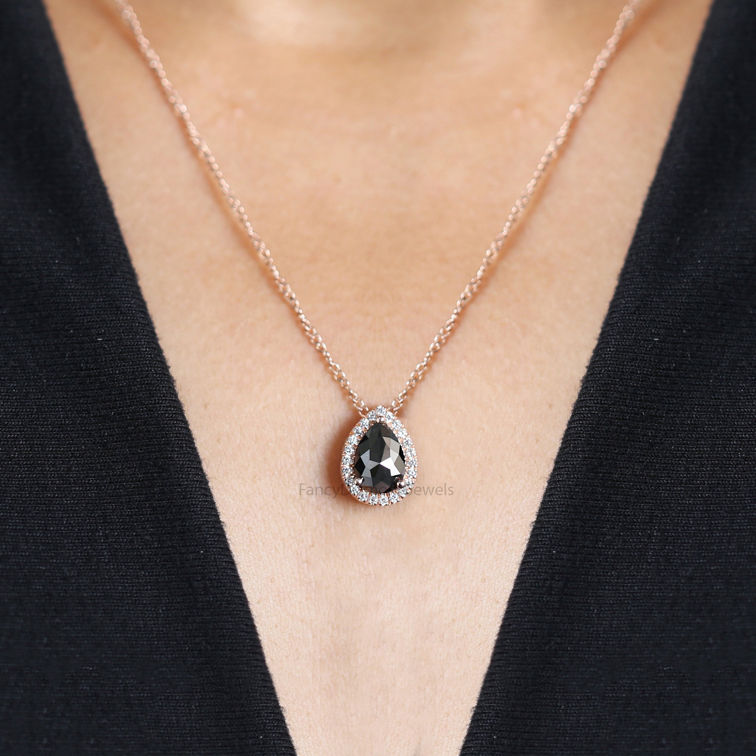 Pear Black Diamond Pendant, Unique Diamond Pendant, Black Diamond Pendant, Pear Pendant , Black Pear Pendant, Dangling Diamond Pendant KDN523