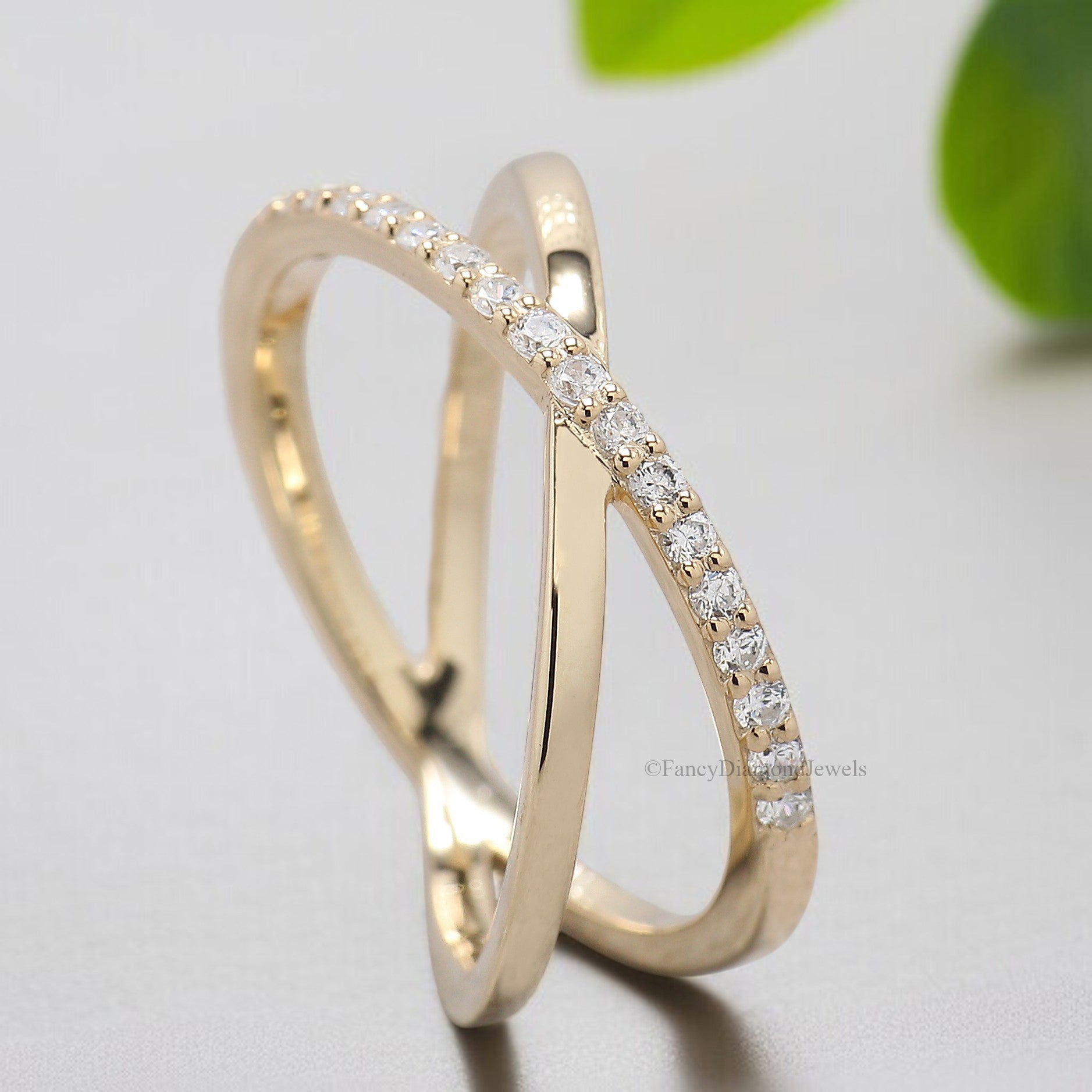 Natural Round Diamond Cross Ring Silver/10K/14K/18K Band 0.17 CT Diamond Crossed Yellow Gold Diamond Anniversary Ring Gift For Her FD461