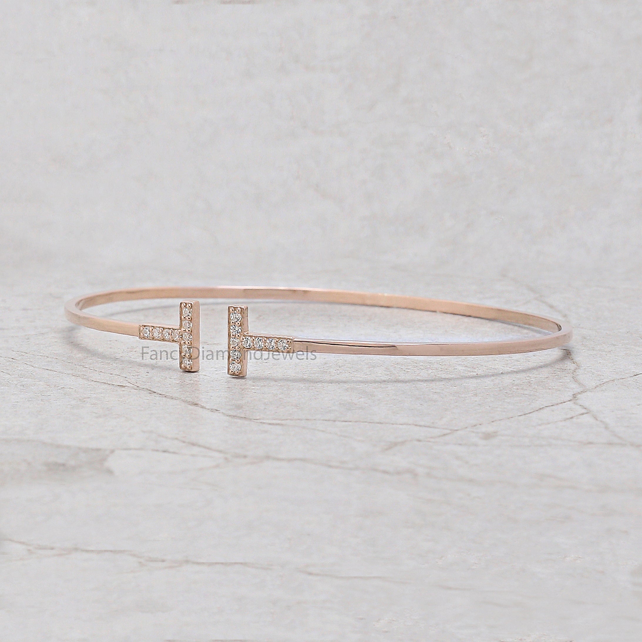 Round White Color Diamond Bracelet, White Diamond Anniversary Gift Bracelet, Gold Bracelet, Round Brilliant Cut Diamond Bracelet, KD1148