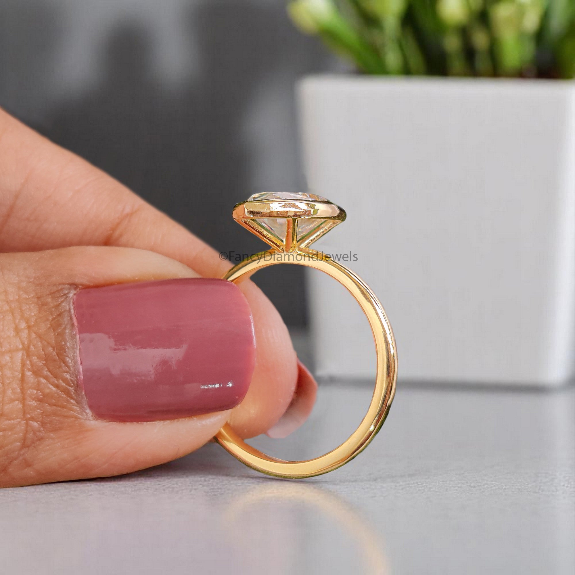 2.00 CT Marquise Cut Moissanite Engagement Ring Marquise Bezel Set Ring Solitaire Ring Wedding Ring Yellow Gold Ring Promise Ring FD359