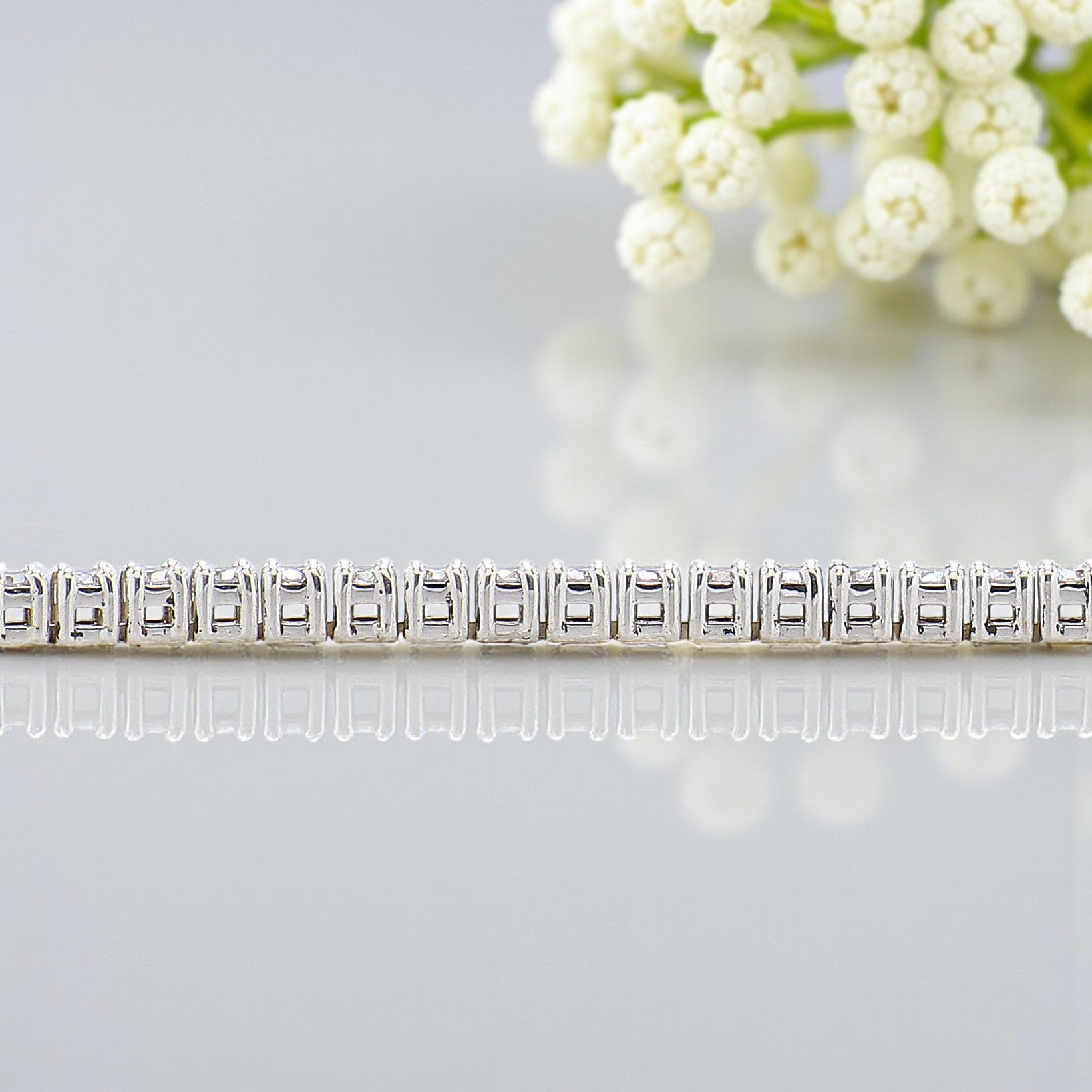 2.90 MM Round Brilliant Cut Moissanite Diamond Bracelet Tennis Bracelet 8 Inches White Gold Anniversary Gift Basket Set Bracelet FD441