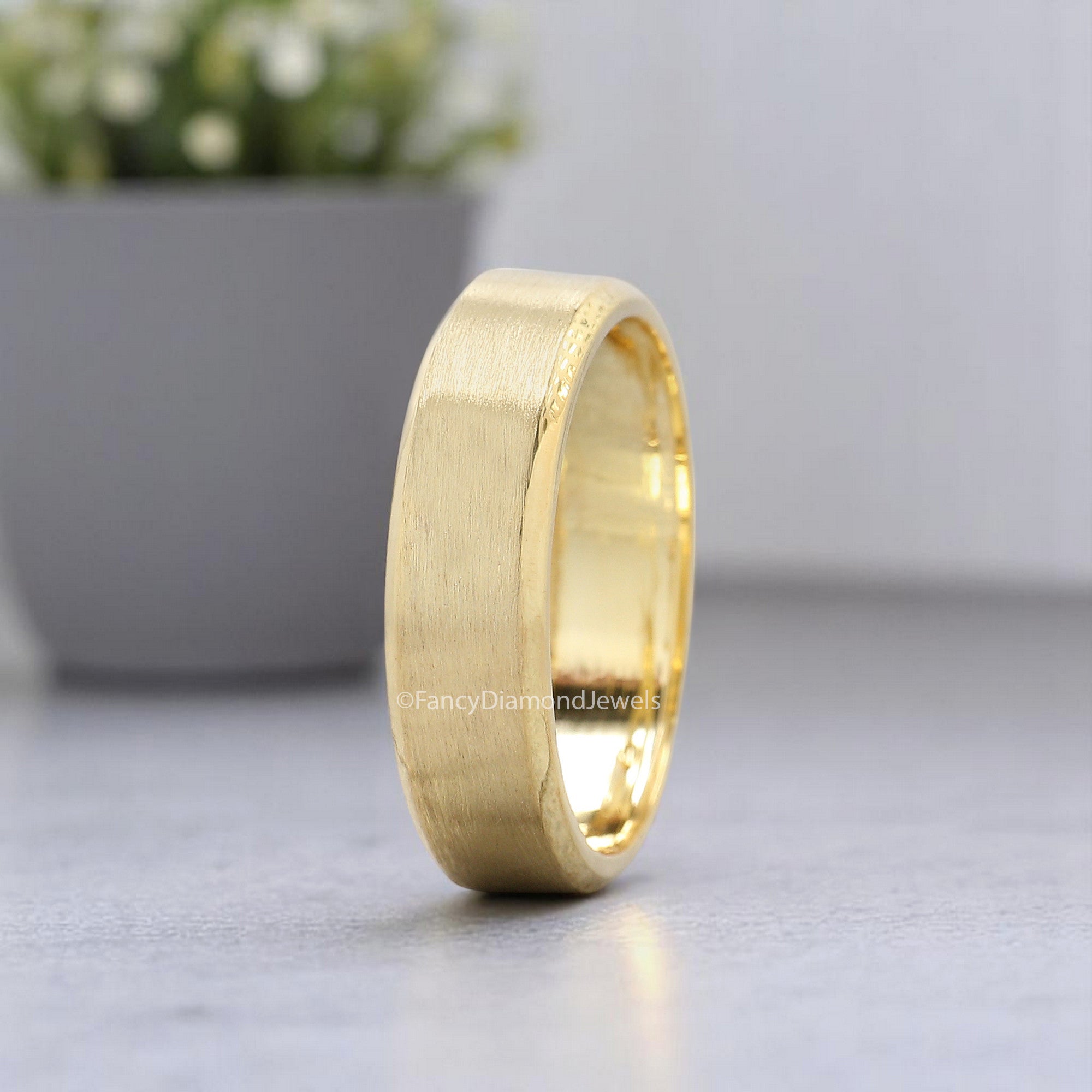 Men's Band Yellow Gold Tungsten Wedding Ring Engagement Band Tungsten Anniversary Ring Gift For Him FD351