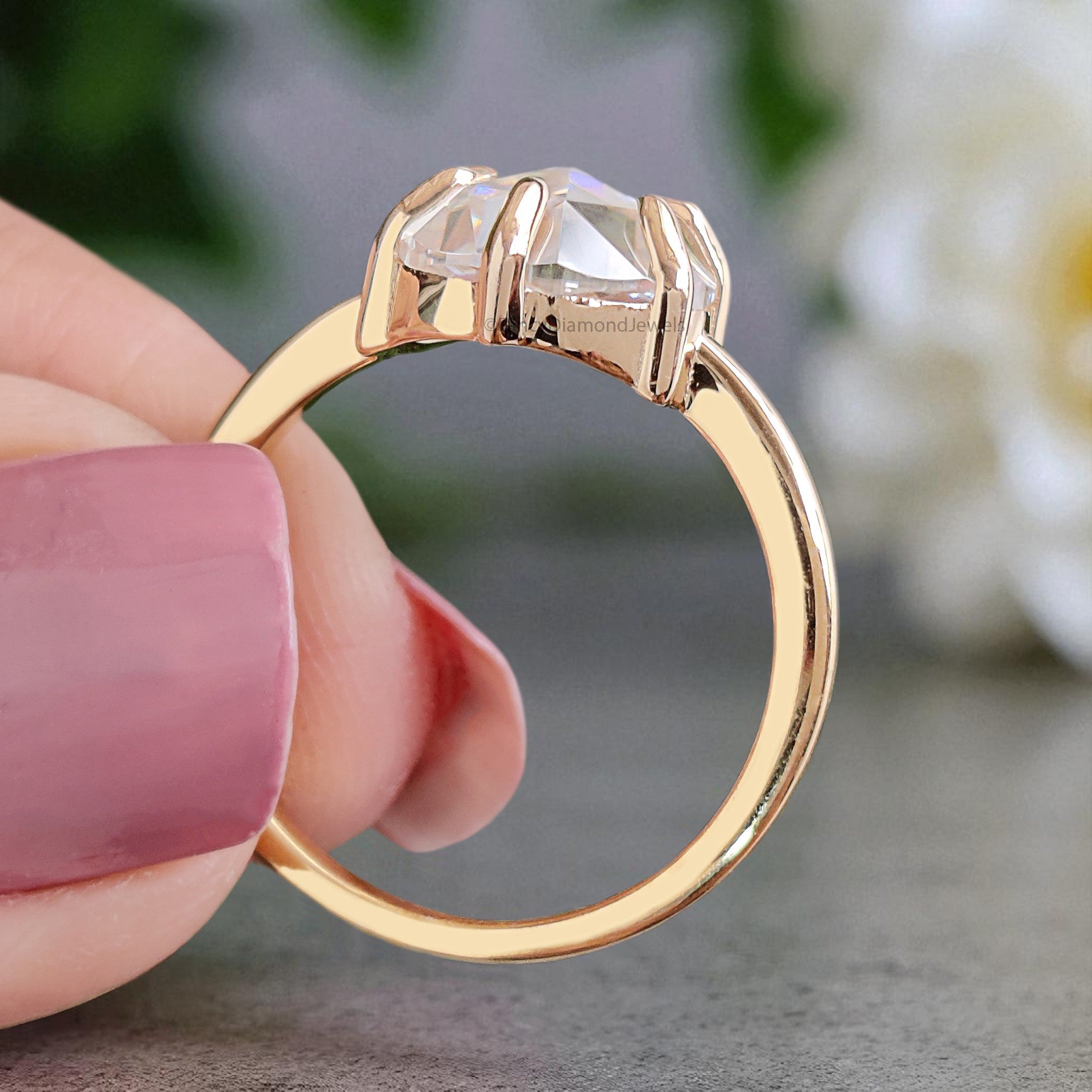 2.65 CT Round Rose Cut Colorless Moissanite Pointed Prong Simple Solitaire Engagement Ring Wedding Ring Anniversary Ring Bridal Ring FD28