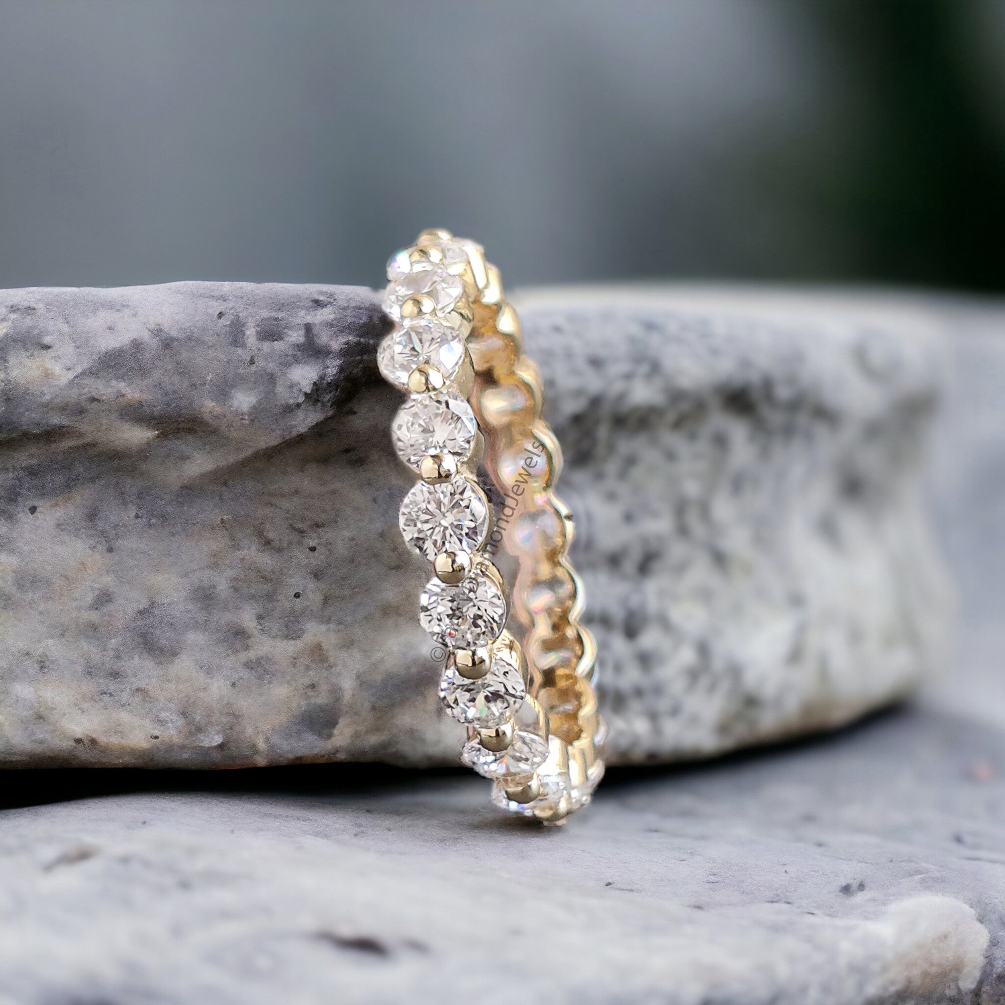 Floating Bubble Wedding Band 1.00/ 1.50/ 2.00/ 2.50/ 3.00 MM Single Prong Set Full Eternity Band Moissanite Stacking Rings Bridal Band FD304