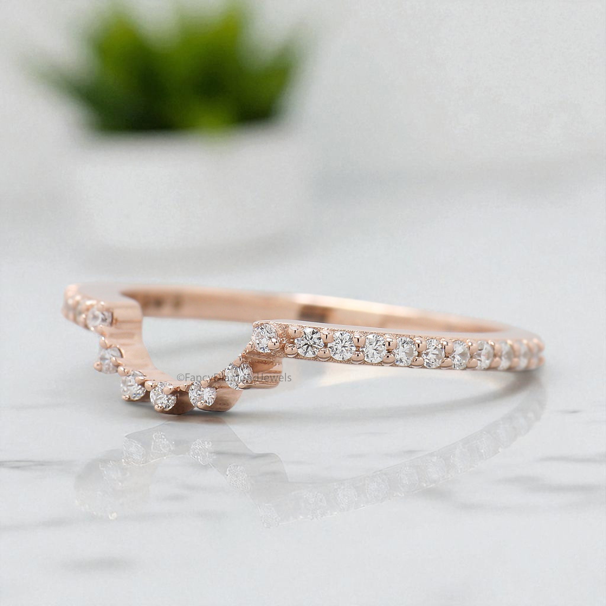 Natural White Diamond Wedding Band Half Eternity Minimalist Ring Silver/10K/14K/18K Gold stacking dainty matching anniversary Ring KD833