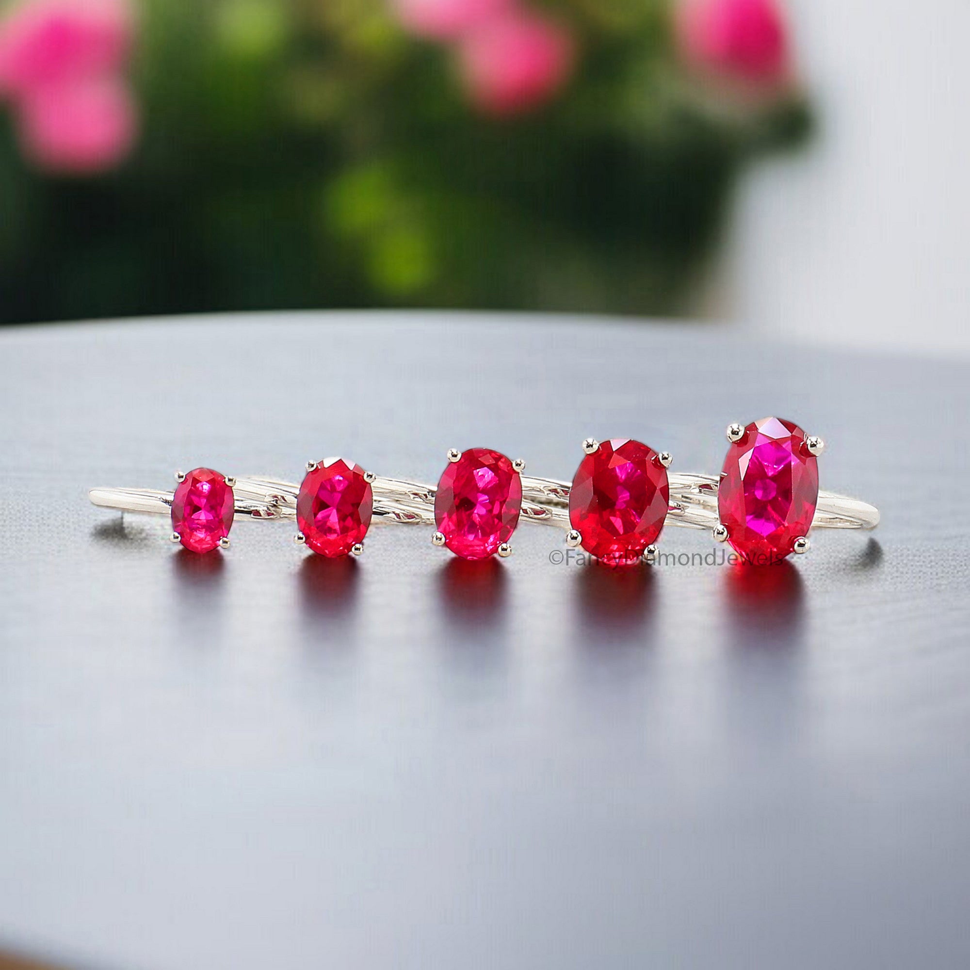 Oval Red Ruby engagement ring 12mm 10mm 9mm 8mm 7mm stone ring Simulant Solitaire ring Oval Red Diamond ring Silver ring Gift for her FD331