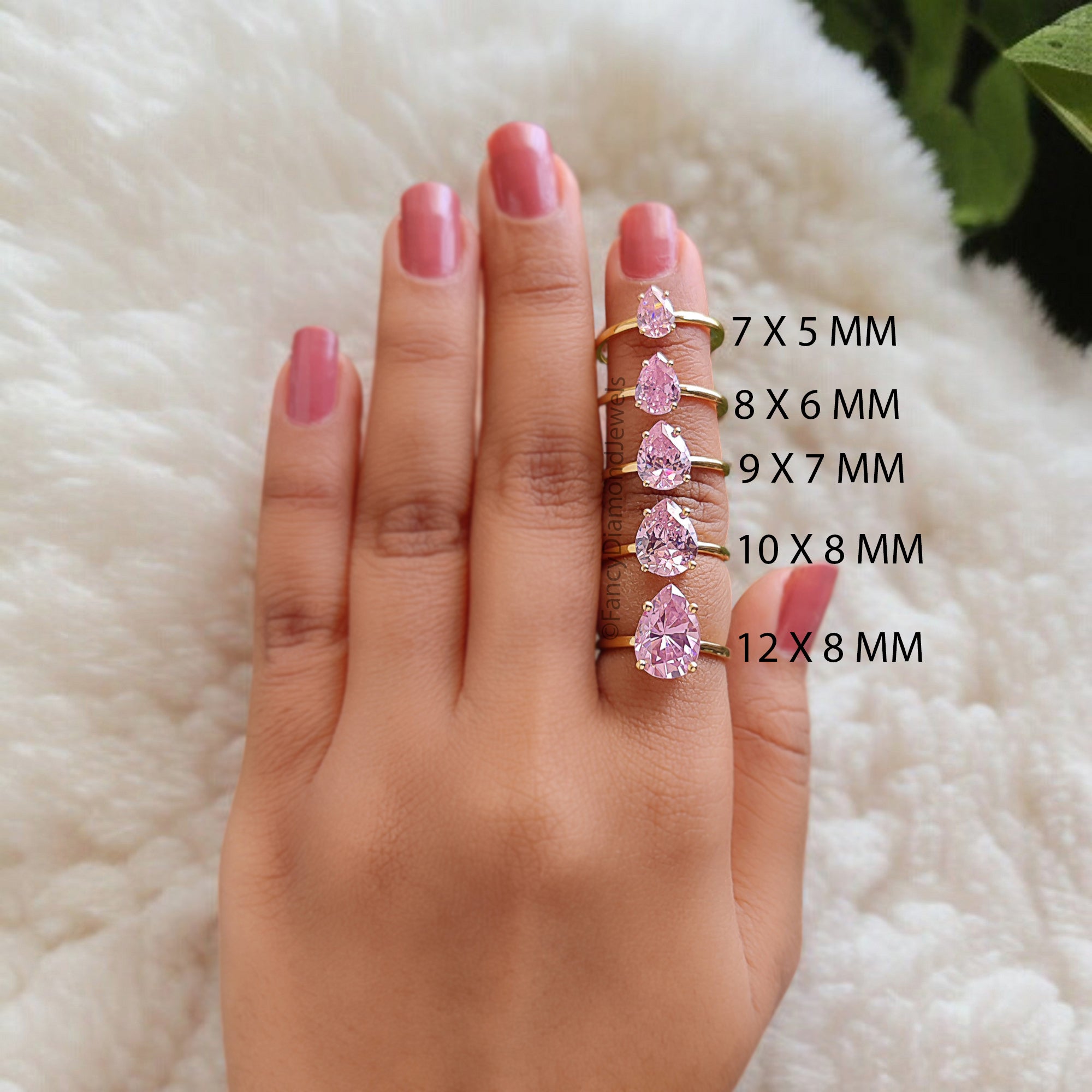 Pear Pink Tourmaline engagement ring 12mm 10mm 9mm 8mm 7mm stone ring Simulant Solitaire ring Diamond ring Silver ring Gift for her FD352