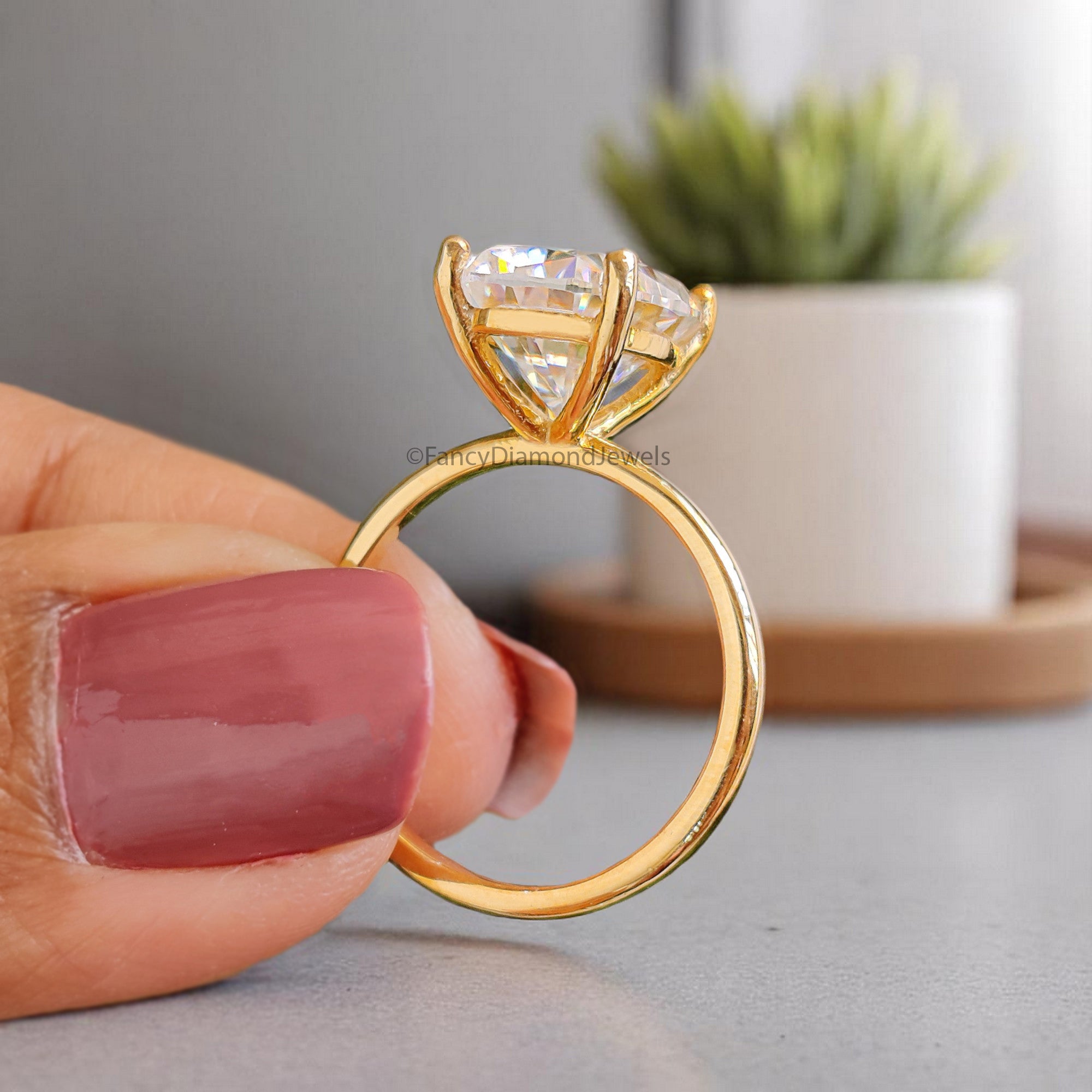 4.00 CT Cushion Shape Colorless Moissanite Ring Cushion Cut Unique Solitaire Ring Wedding Ring Promise Ring Gift For Her Bridal Ring FD362