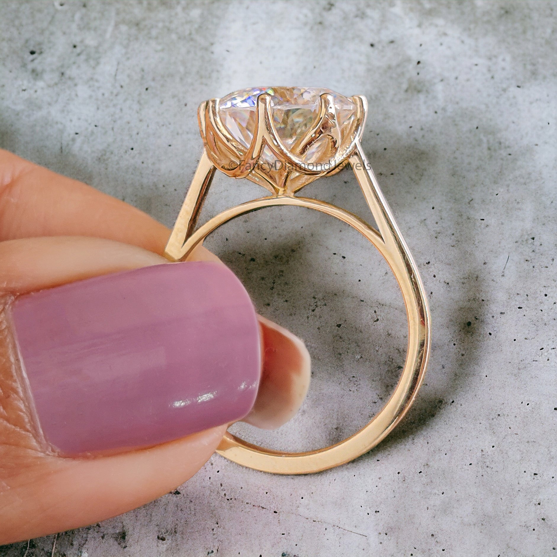 3.60 CT Portuguese Cut Colorless Moissanite Engagement Ring Solitaire Wedding Ring Cathedral Ring Luxury Wedding Anniversary Gifts FD302