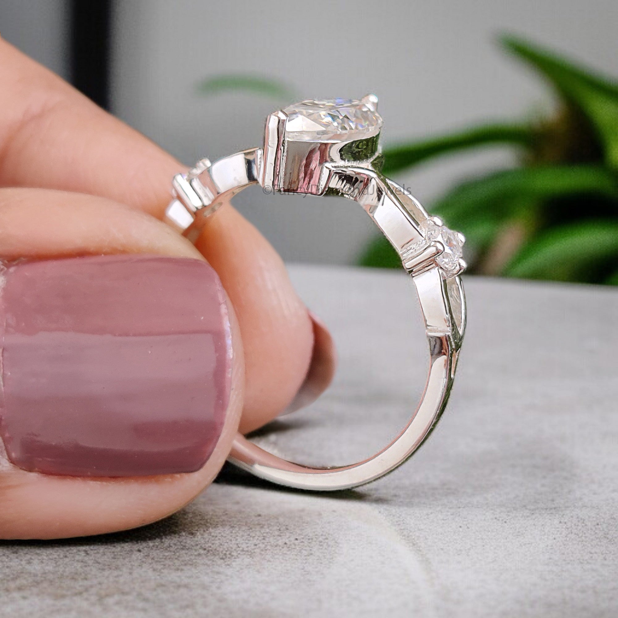 0.95 Ct Marquise Shape Colorless Engagement Ring Three Stone Ring Unique Bridal Ring White Gold Ring Anniversary Ring Gift For Her FD332