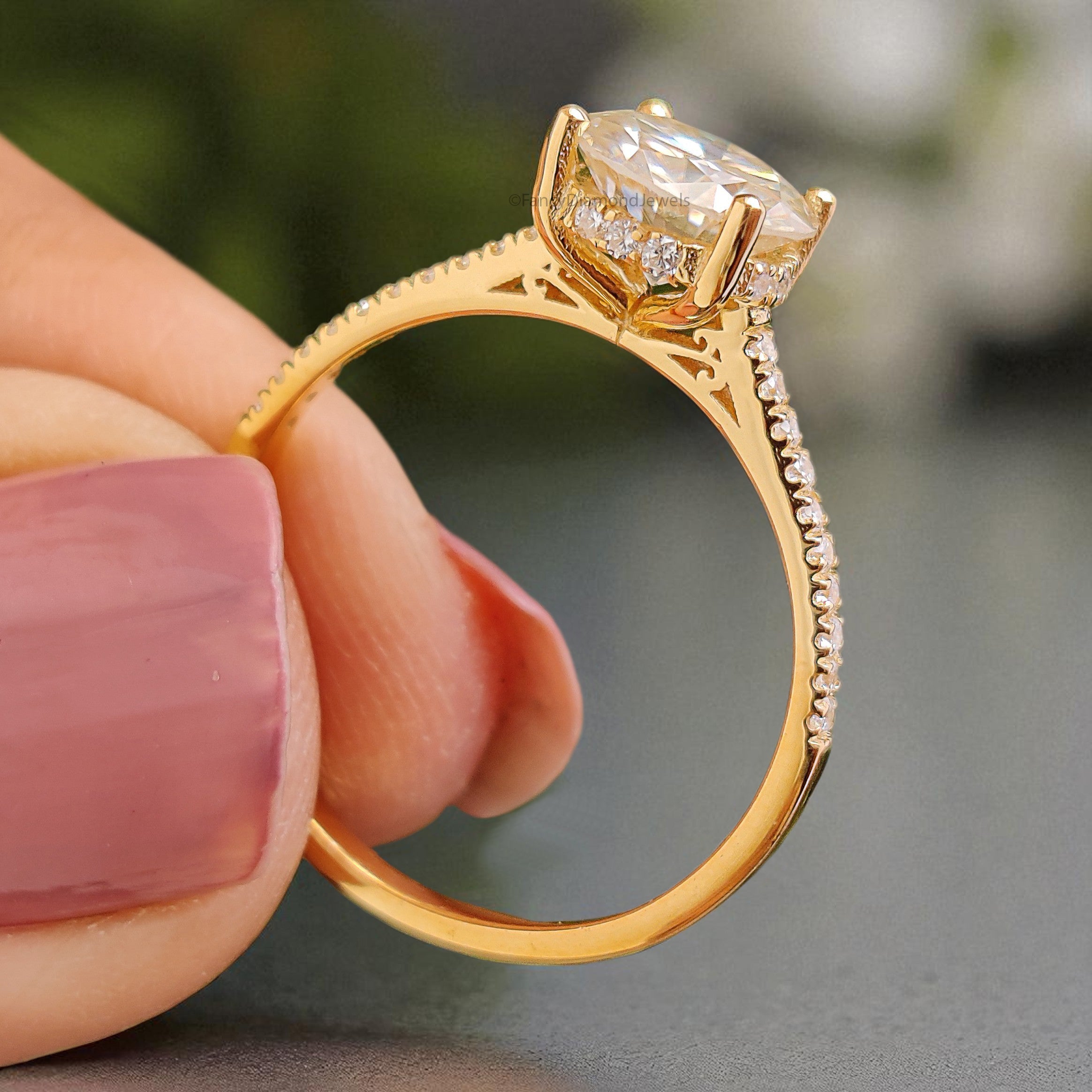 Vintage Hidden Halo Moissanite Ladies Ring Anniversary Gift 1 CT Round 7 mm Moissanite Wedding Ring Moissanite Diamond Engagement Ring FD117