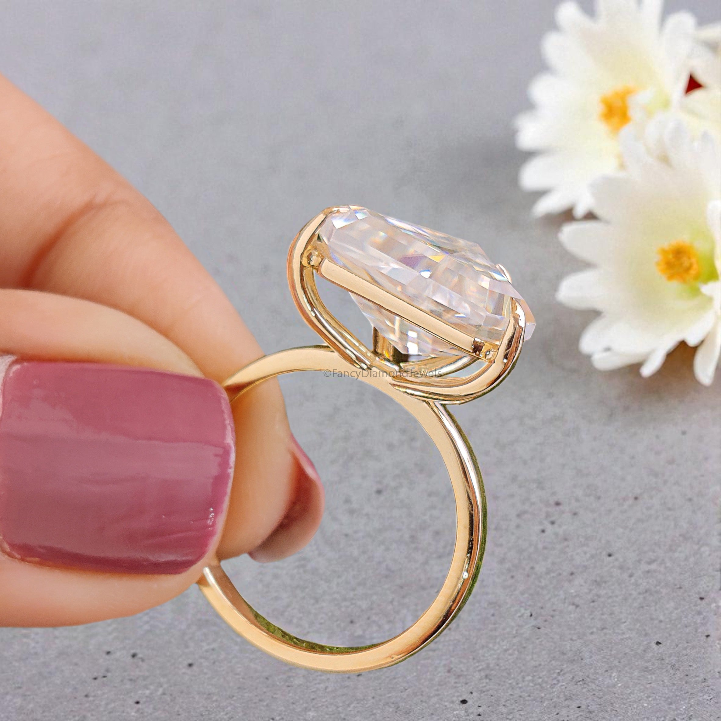 5.95 CT Shield Brilliant Cut Moissanite Engagement Ring Prong Set Ring Shield Solitaire Wedding Ring Yellow Gold Ring Gift For Her FD445