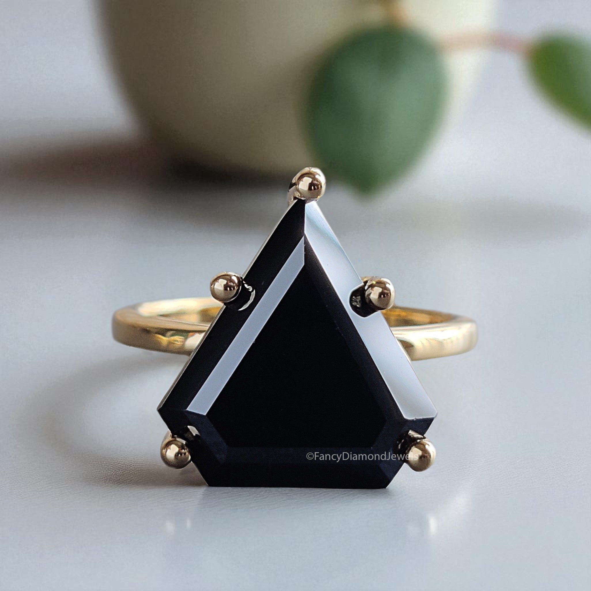 Shield Black Onyx engagement ring 14mm 13mm 12mm 11mm 10mm stone ring Simulant Solitaire ring Diamond ring Silver ring Gift for her FD418
