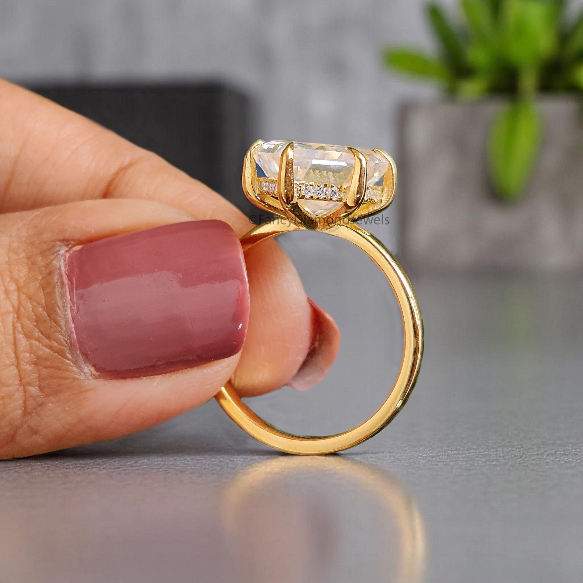 4.45 CT Hexagon Brilliant Cut Moissanite Engagement Ring Hidden Halo Setting Ring Wedding Ring Promise Ring For Women Gift For Her FD358