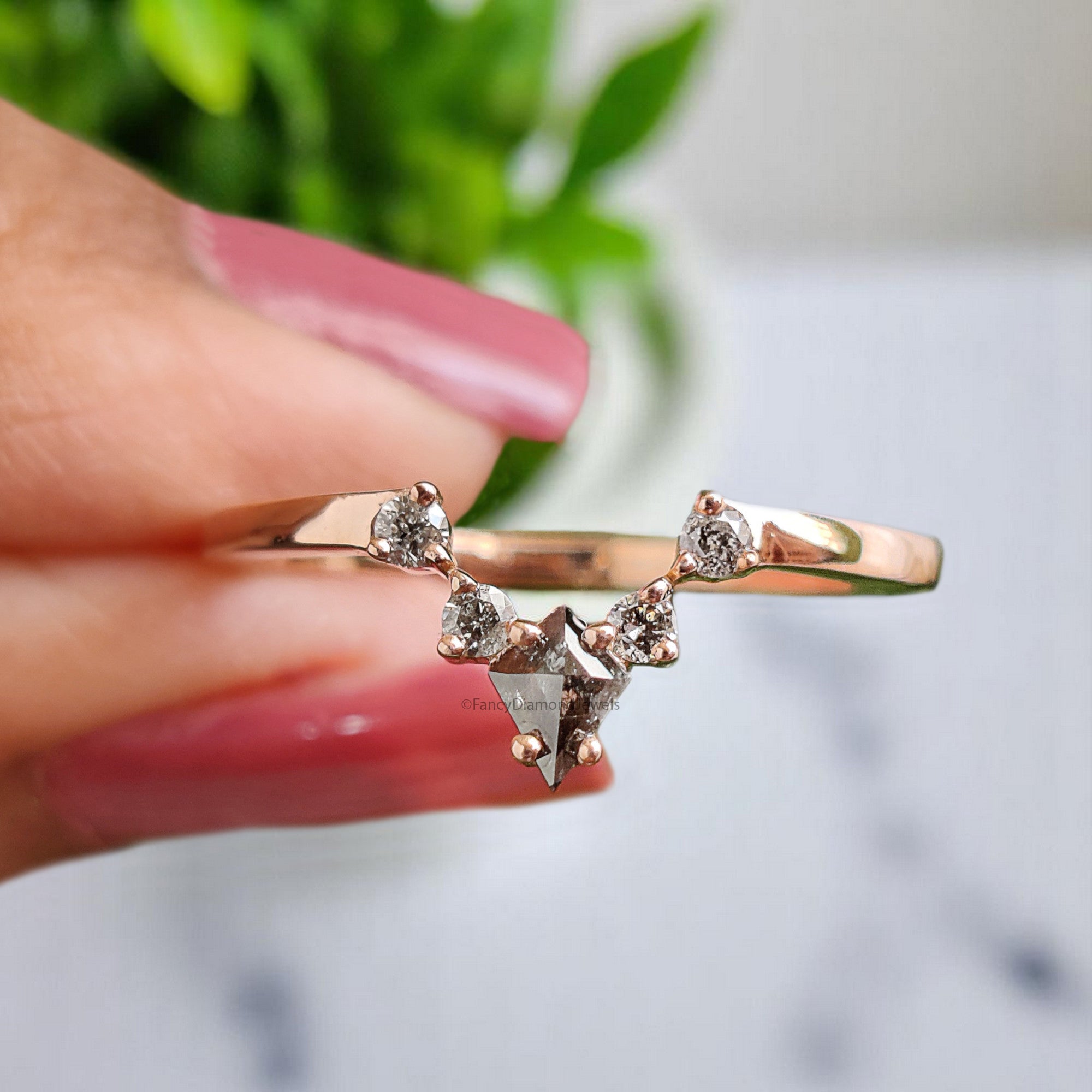 Salt And Pepper Diamond Wedding Band 0.22 TW Diamond Band Silver/10K/14K/18K Gold Half Eternity Band anniversary Ring Gift For Her KD316