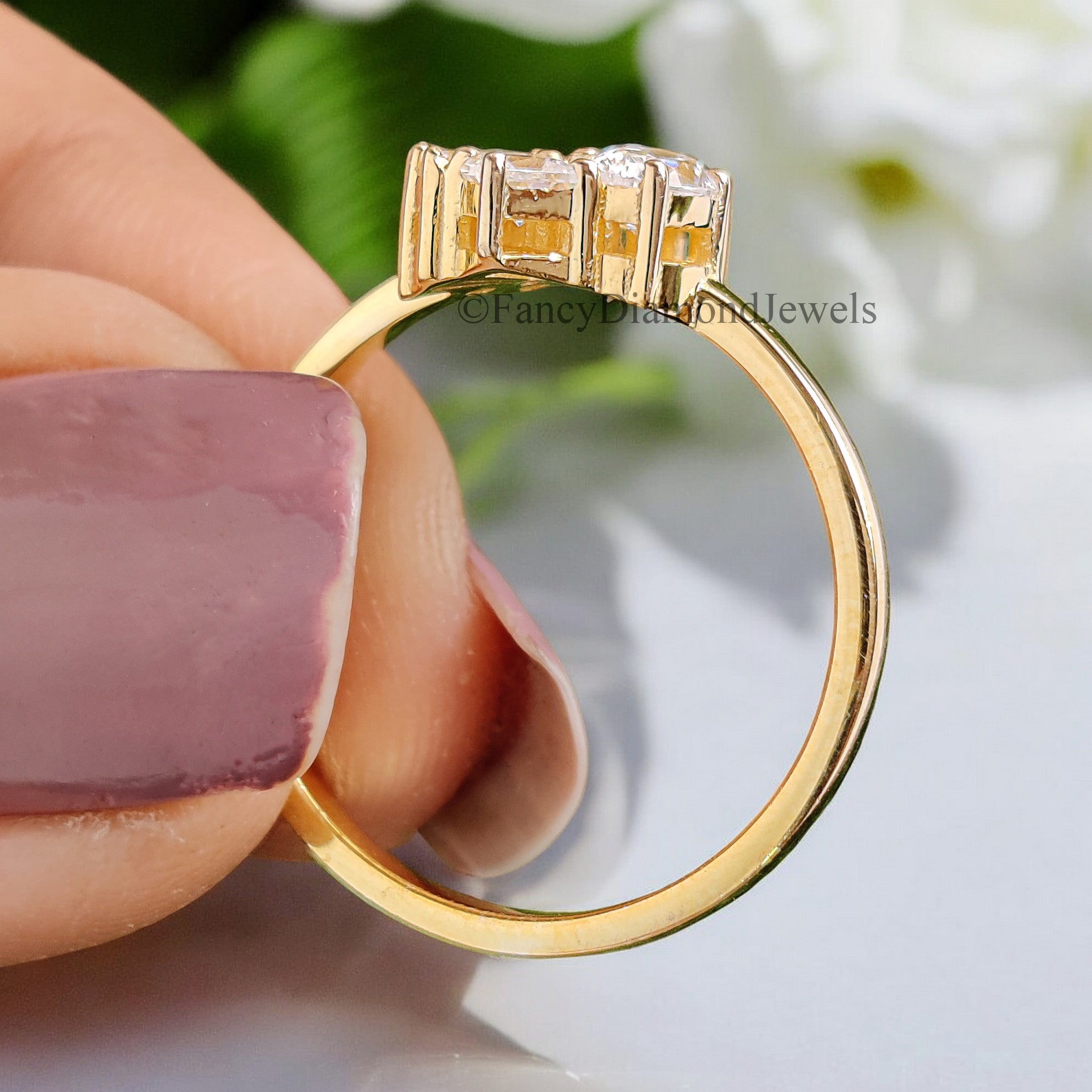 Mix Shape Moissanite Bridal Ring Multi Diamond Ring Engagement Ring Mixed Size Stones Wedding Ring 14K Solid Gold Anniversary Ring FD255