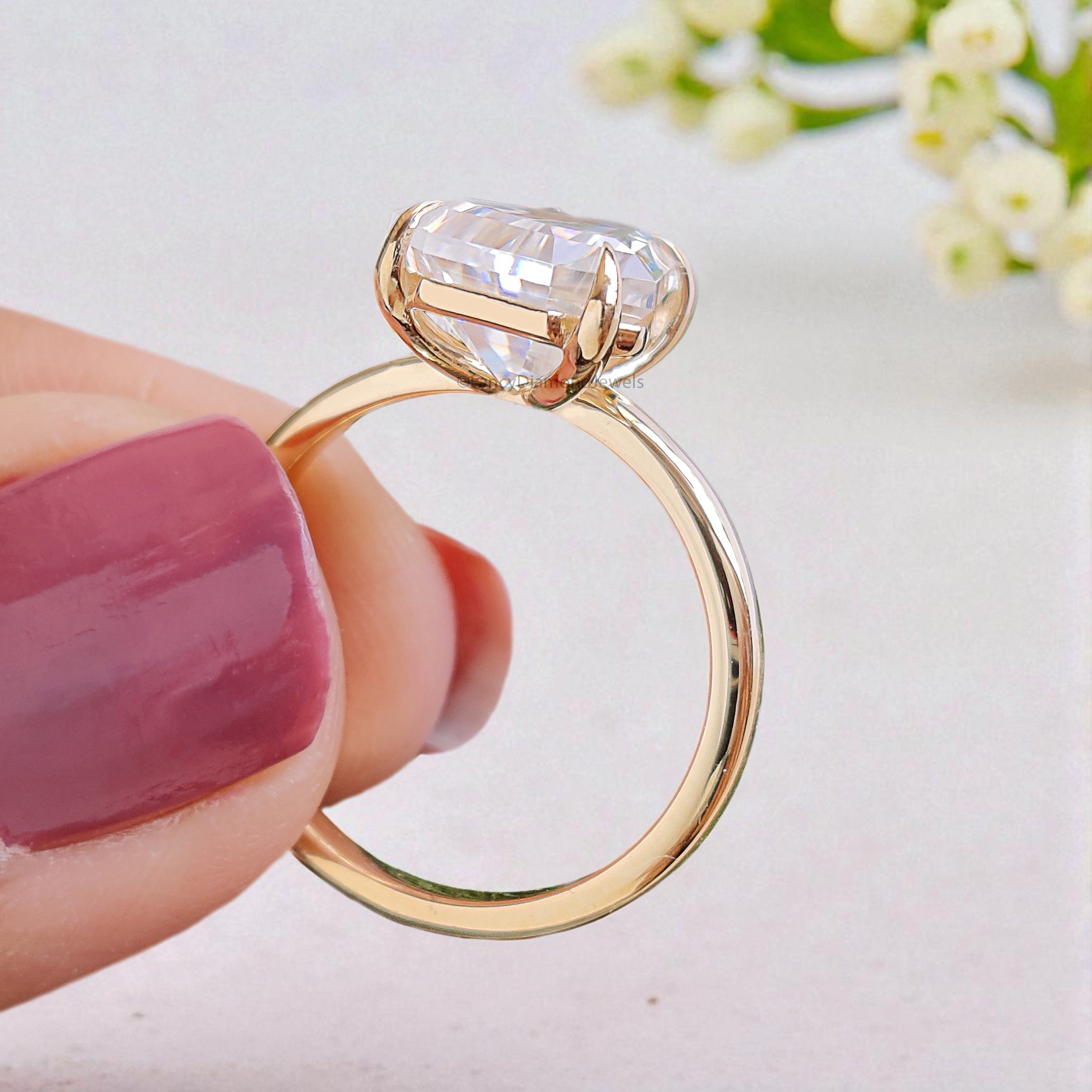 3.75 CT Coffin Brilliant Cut Moissanite Engagement Ring Prong Set Ring Solitaire Ring Wedding Ring Promise Ring For Women Gift For Her FD442