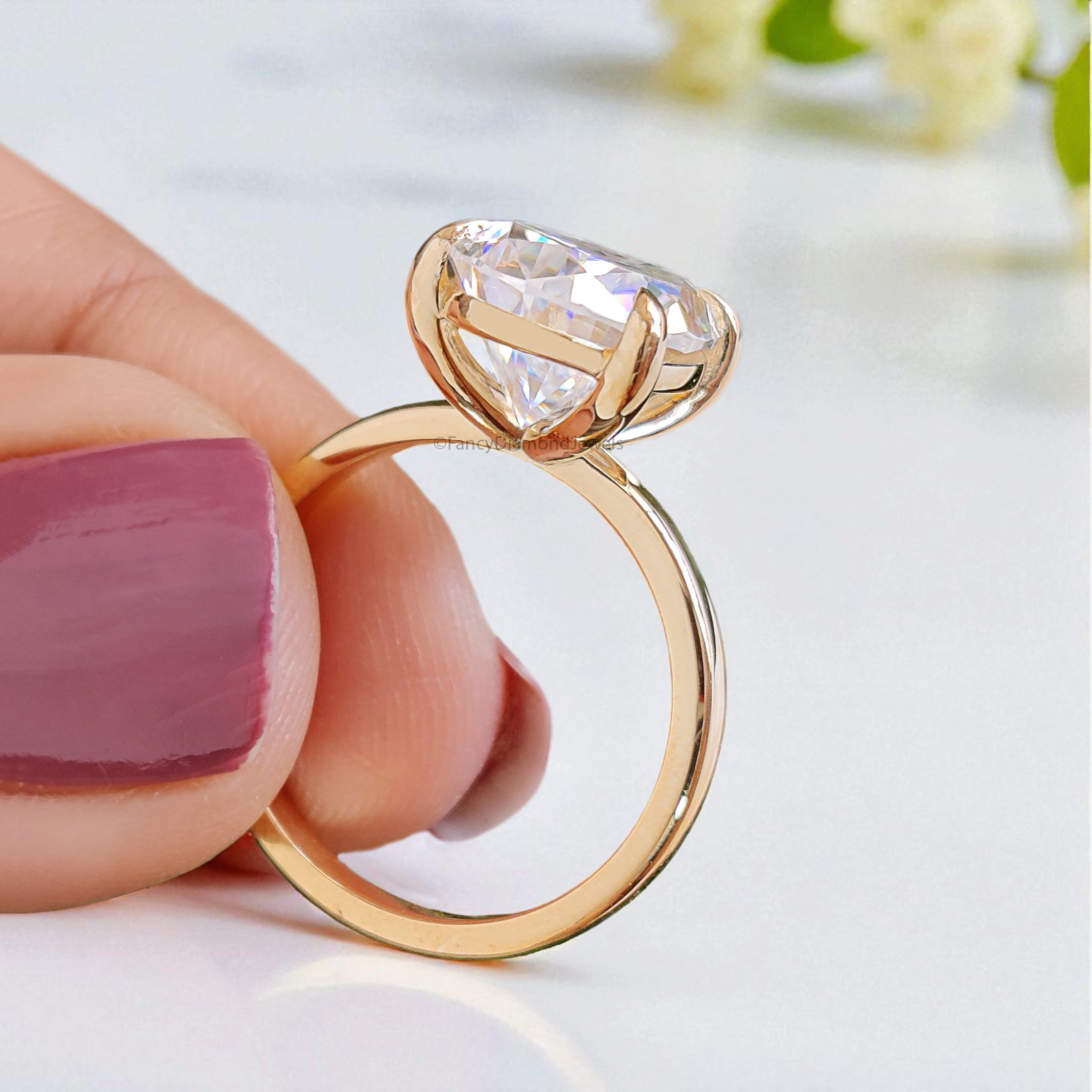 4.60 CT Pear Brilliant Cut Moissanite Engagement Ring Prong Set Ring Pear Solitaire Ring Wedding Ring Yellow Gold Ring Gift For Her FD444