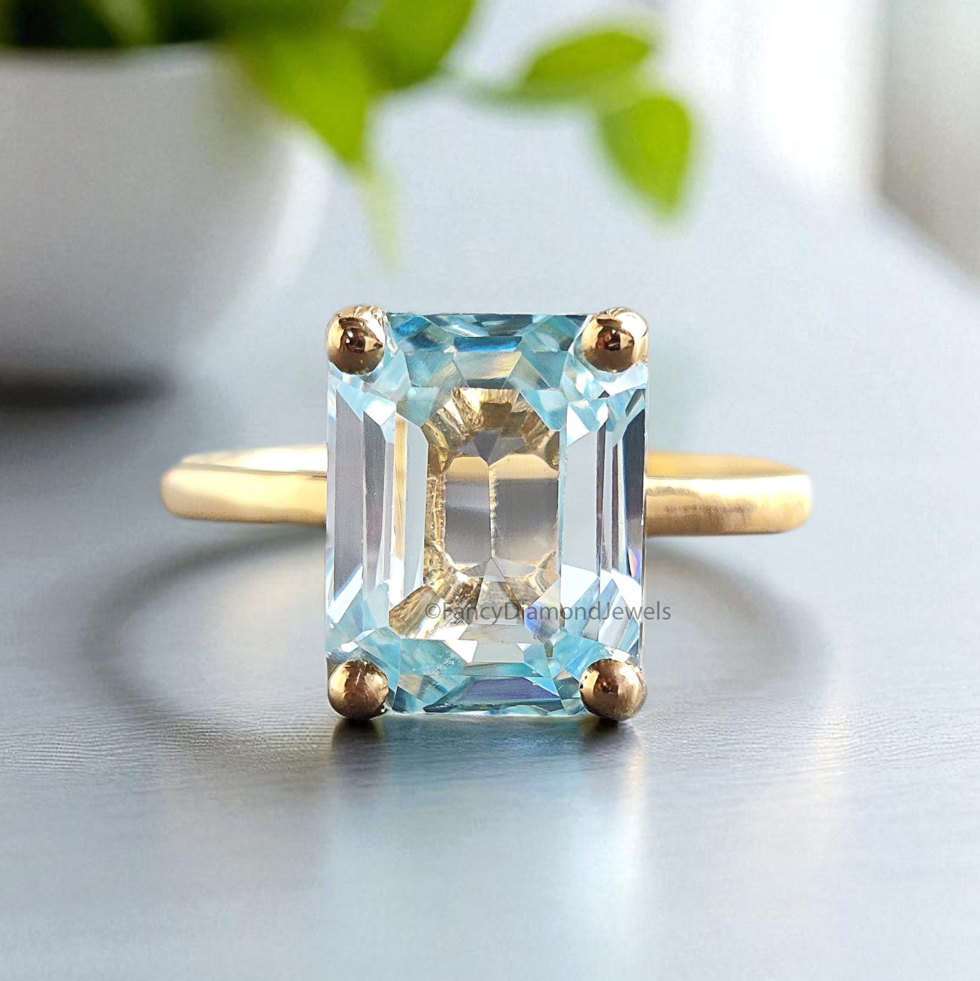 Emerald Blue Aquamarine stone engagement ring 11mm 10mm 9mm 8mm 7mm ring silver simulant Ring Solitaire ring Diamond ring Gift for her FD383