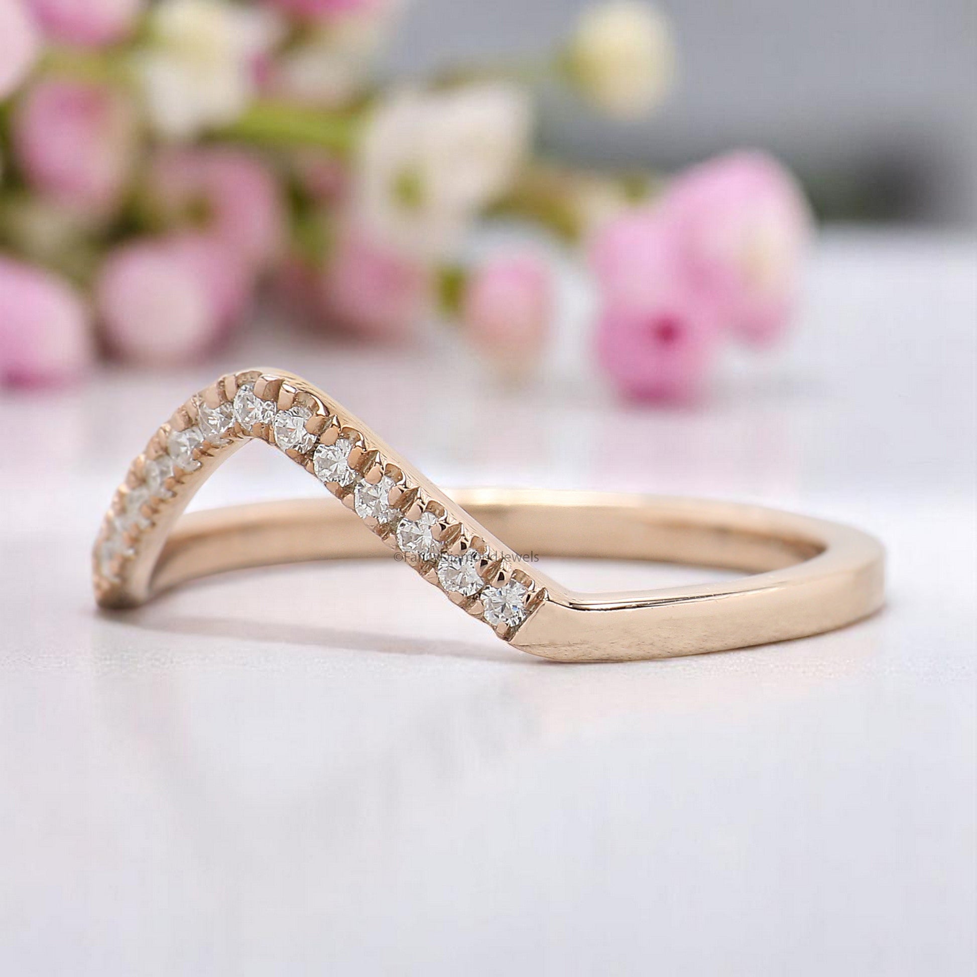 Round Diamond Wedding Band Half Eternity Minimalist Ring Micro Peak Stacking dainty matching Band anniversary ring Gift For Her KD830