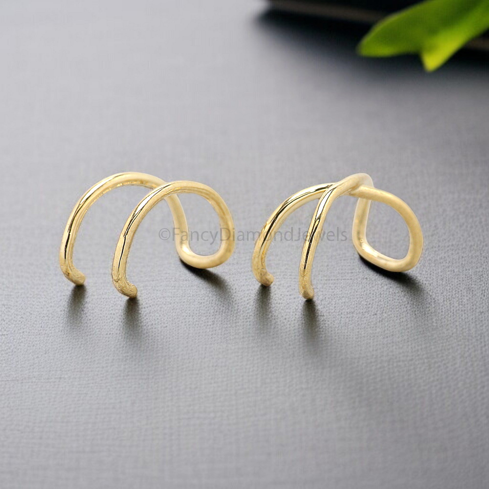Set of 2 Ear Cuffs for Upper Ear No Piercing Needed Cuff Cartilage Earring Cuff Gold Ear Wrap Cuff FD322