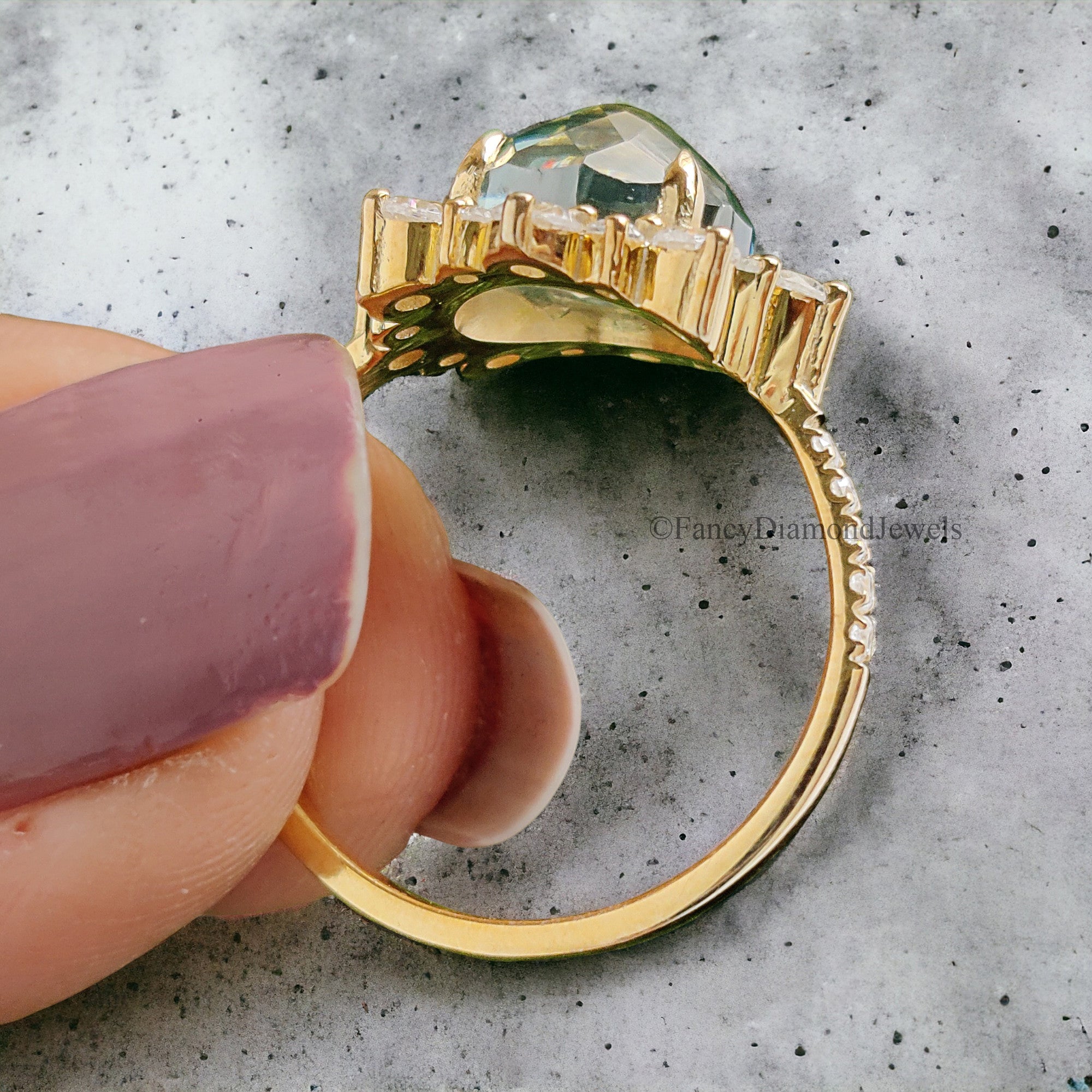 Antique 2.70 CT Round Rose Cut Blue Moissanite Engagement Ring Cluster Wedding Ring Anniversary Gift Promise Ring Unique Ring FD256