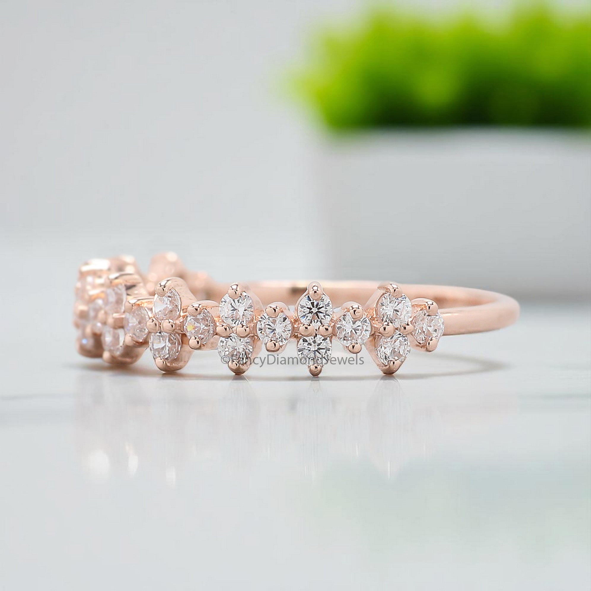 Silver/10K/14K/18K Gold Band 1.50 MM White Diamond Wedding Band Half Eternity Minimalist stacking dainty matching anniversary ring KD909