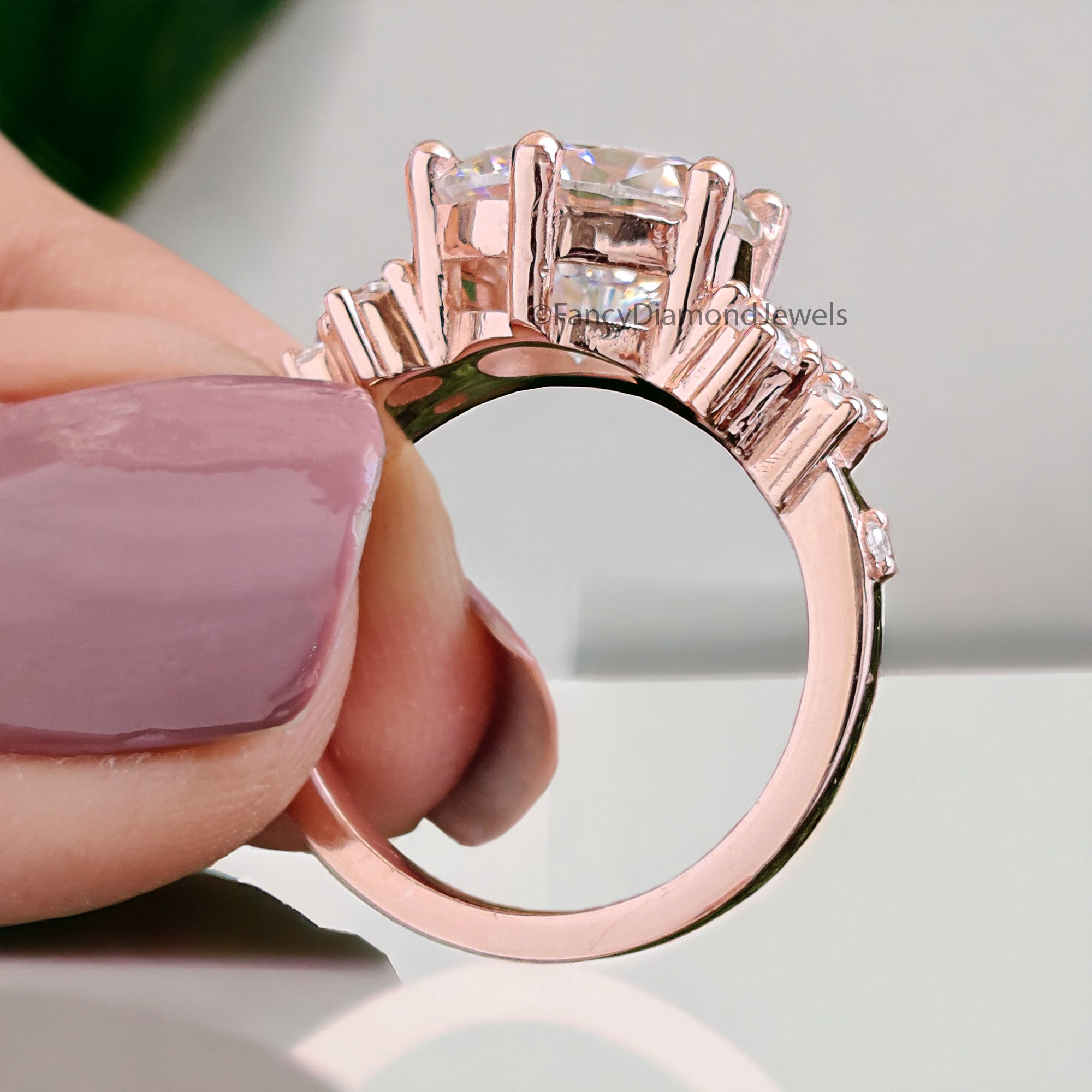 3.55 TW Round Brilliant Cut Colorless Moissanite Ring Unique Snowdrift 6 Prong Engagement Ring Wedding Ring Anniversary Gift Ring FD265