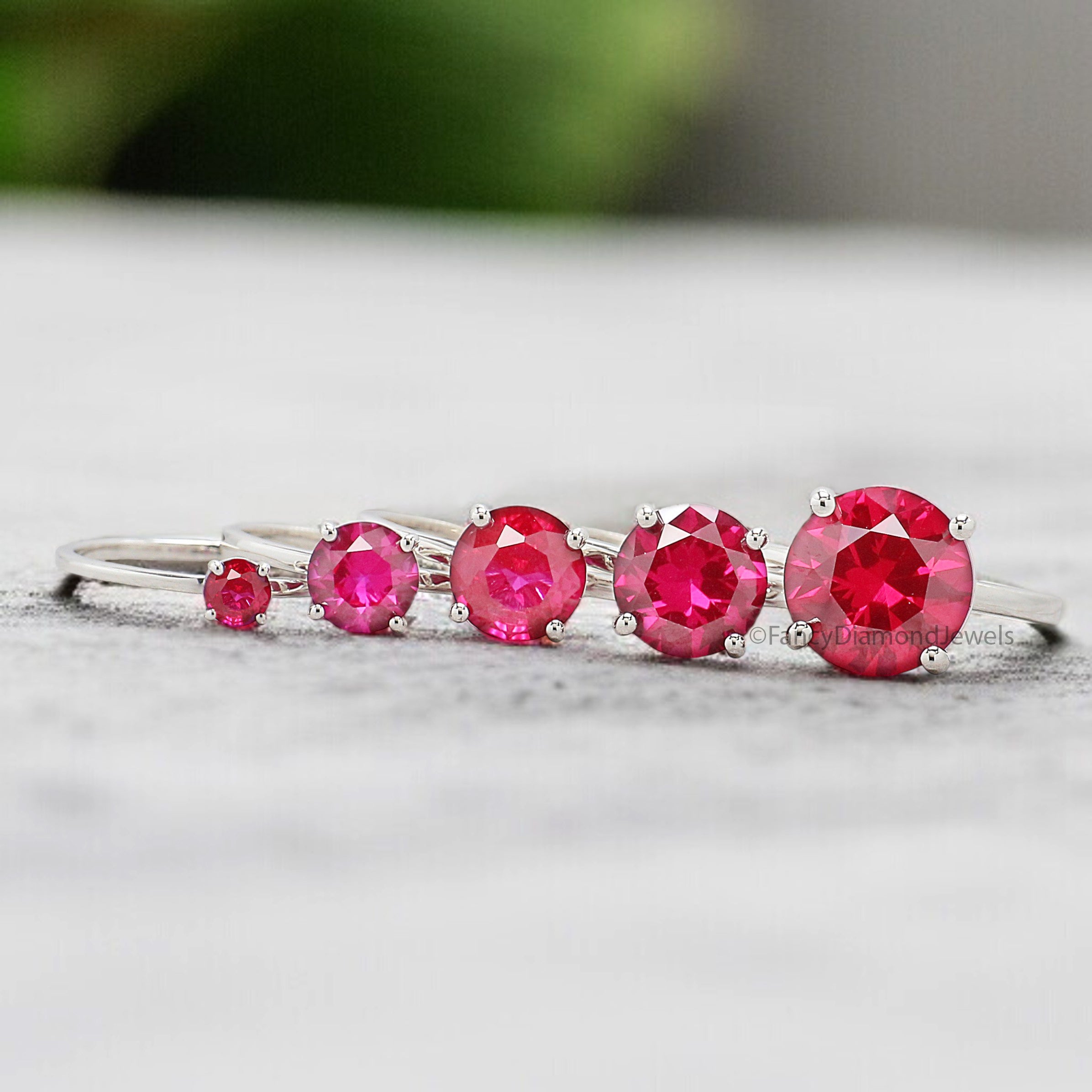 Round Red Ruby stone engagement ring 11mm 9mm 8mm 6.50mm 4mm ring silver simulant Ring Solitaire ring Diamond ring Gift for her FD516