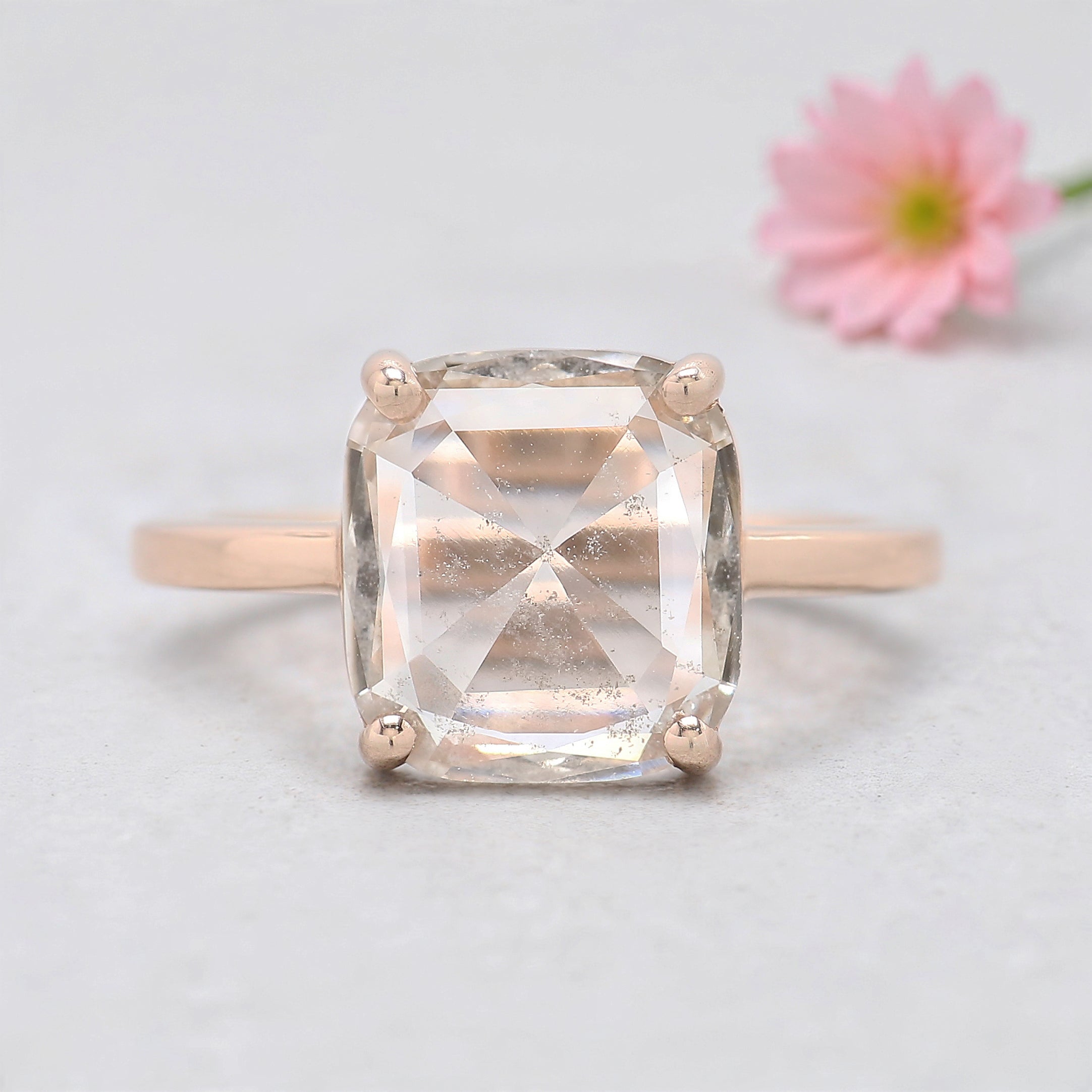 1.93 CT Cushion Lab Grown Diamond Ring Cushion Fancy Black Grey Salt And Pepper Diamond Ring Engagement Ring Bridal Wedding Ring Set KDL3517