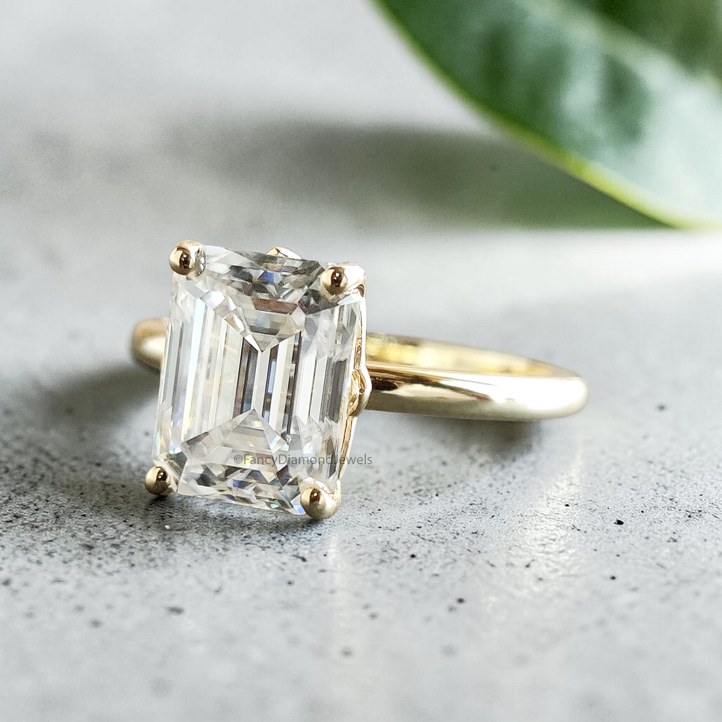 2.55 CT Emerald Cut Lab Grown Diamond Engagement Ring Emerald Diamond Statement ring Prong Set Floral Set Emerald Ring for Her FD476