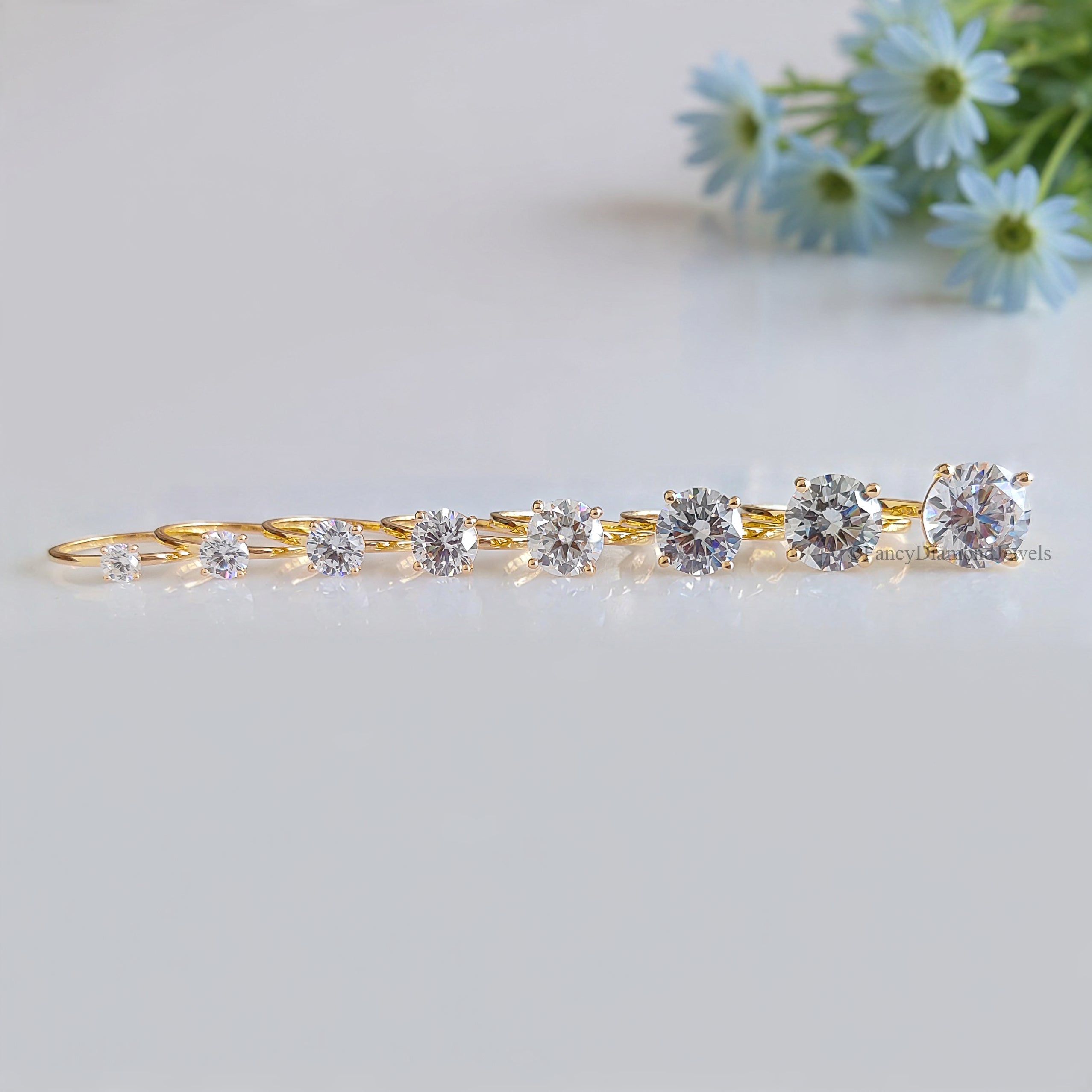 Round Diamond engagement ring 11mm 10mm 9mm 8mm 7mm stone ring Solitaire Silver Promise ring Diamond ring Simulant ring Gift for her FD164