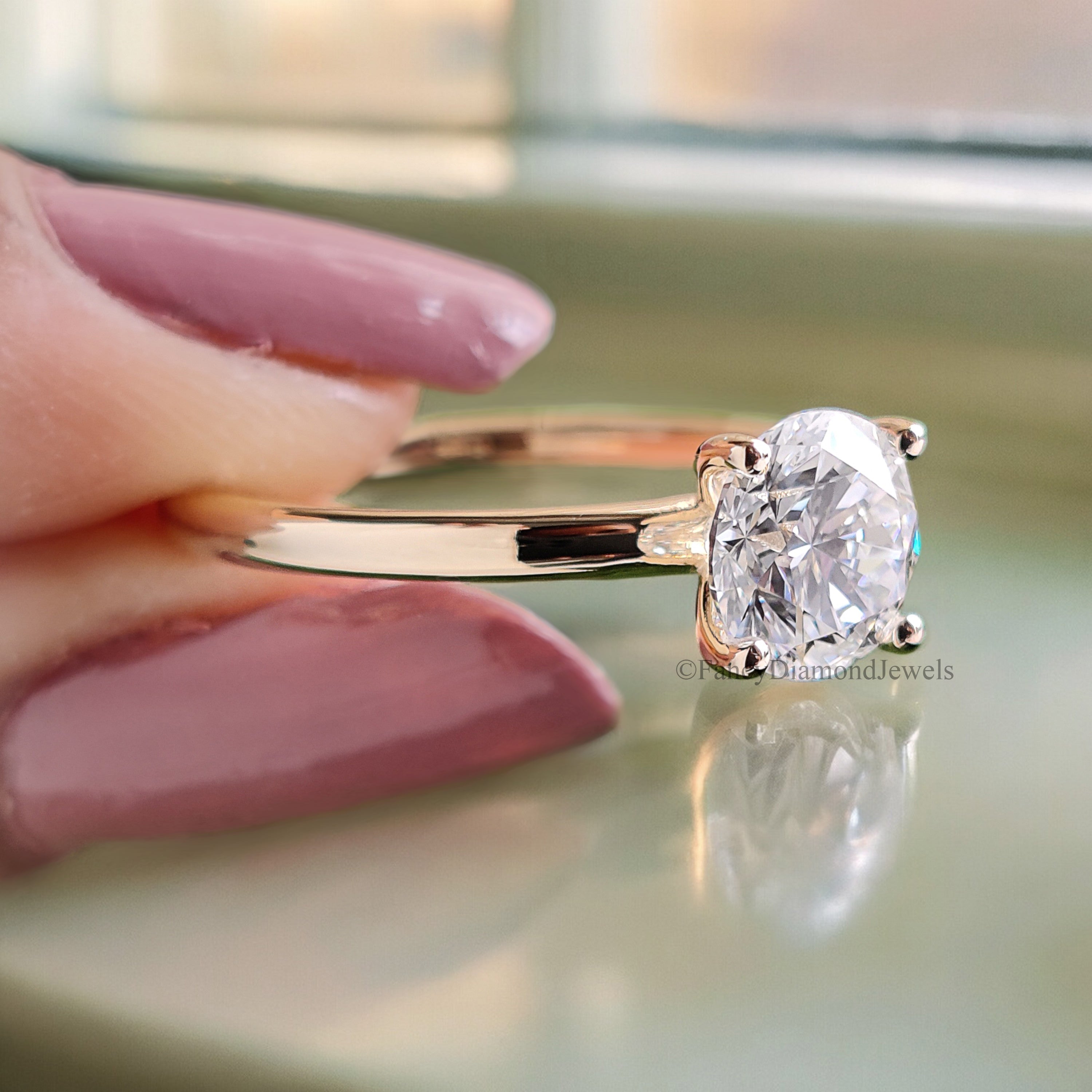 1.00 CT Round Brilliant Cut Lab Grown Engagement Ring Round Cut Moissanite Ring Prong Set Wedding Ring Anniversary Gift Ring For Her FD194