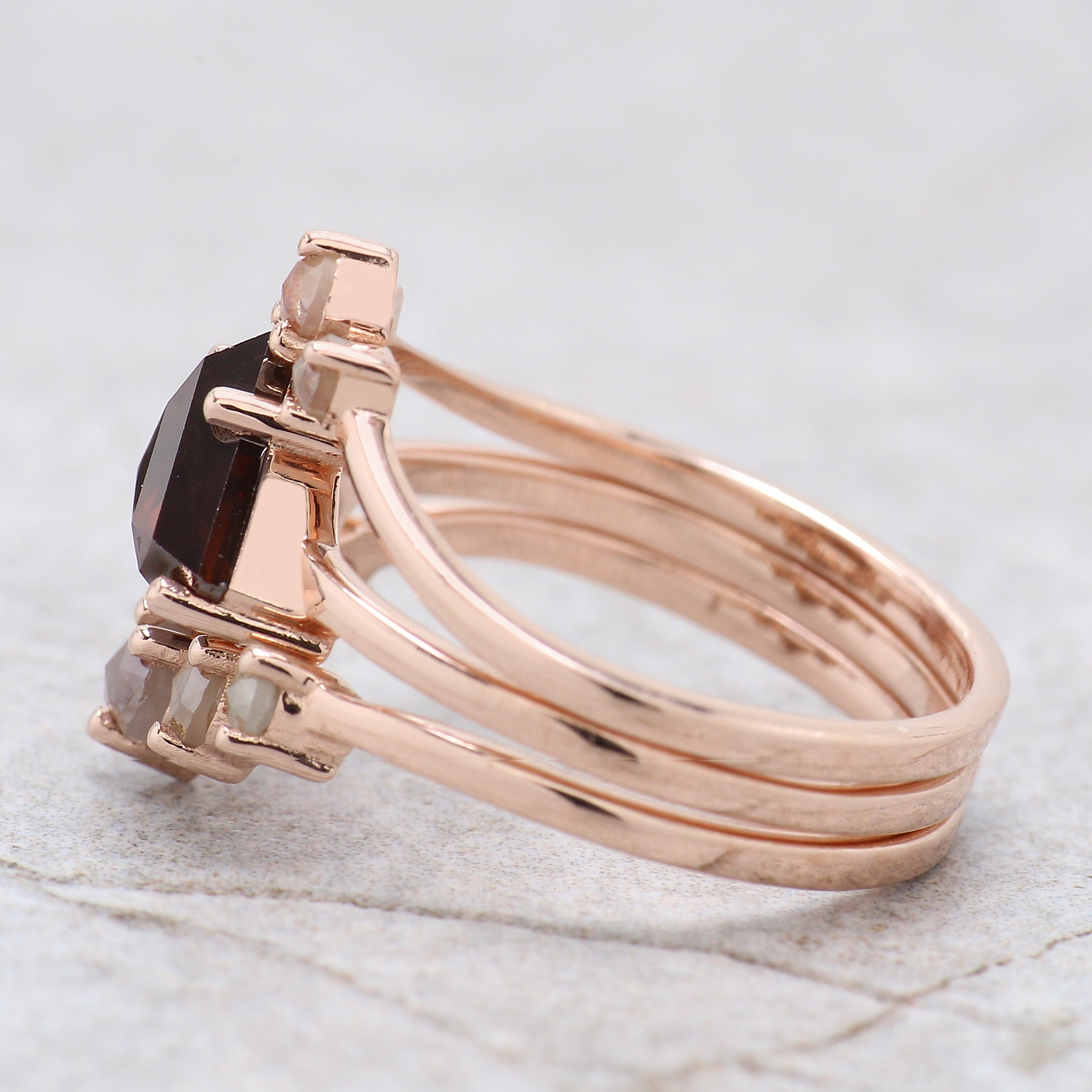 Shield Shape Brown Diamond Ring 1.70 Ct 6.85 MM Shield Cut Diamond Ring 14K Solid Rose Gold Silver Engagement Ring Gift For Her QL1866