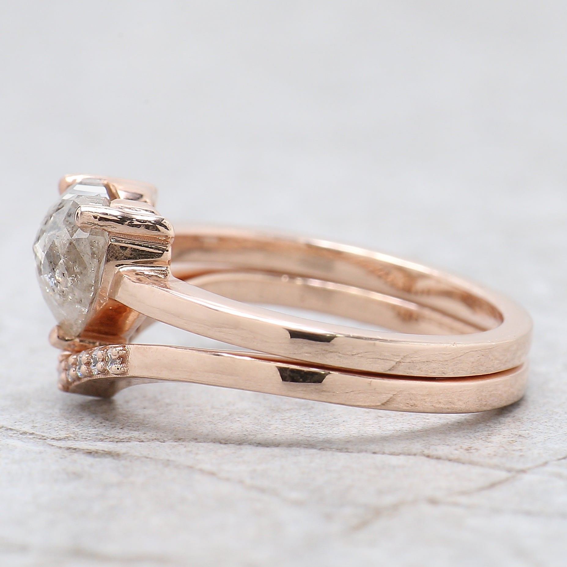 Heart Salt And Pepper Diamond Ring 1.39 Ct 7.70 MM Heart Shape Diamond Ring 14K Solid Rose Gold Silver Engagement Ring Gift For Her QL6196