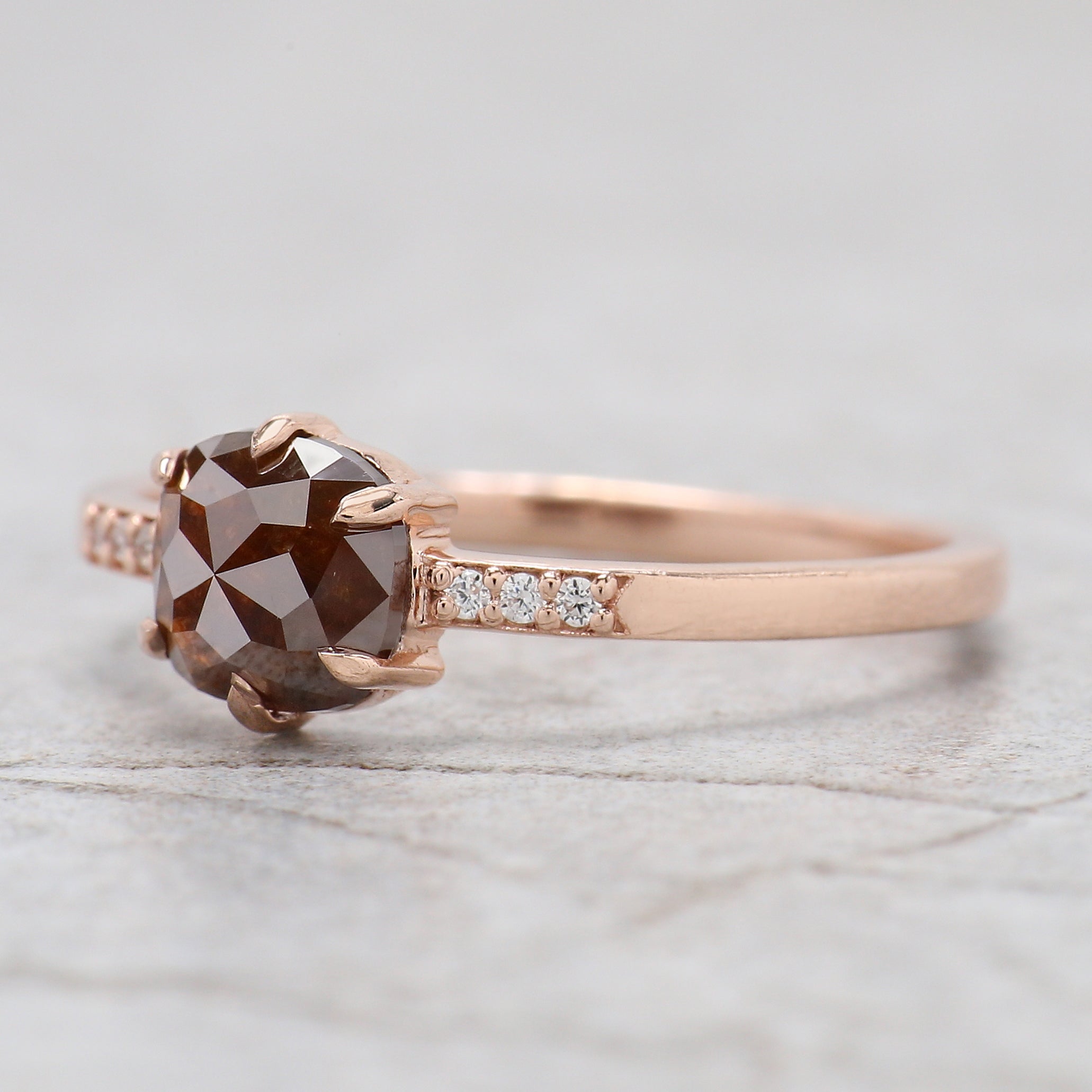Cushion Shape Brown Color Diamond Ring 1.01 Ct 5.73 MM Cushion Diamond Ring 14K Solid Rose Gold Silver Engagement Ring Gift For Her QL2888