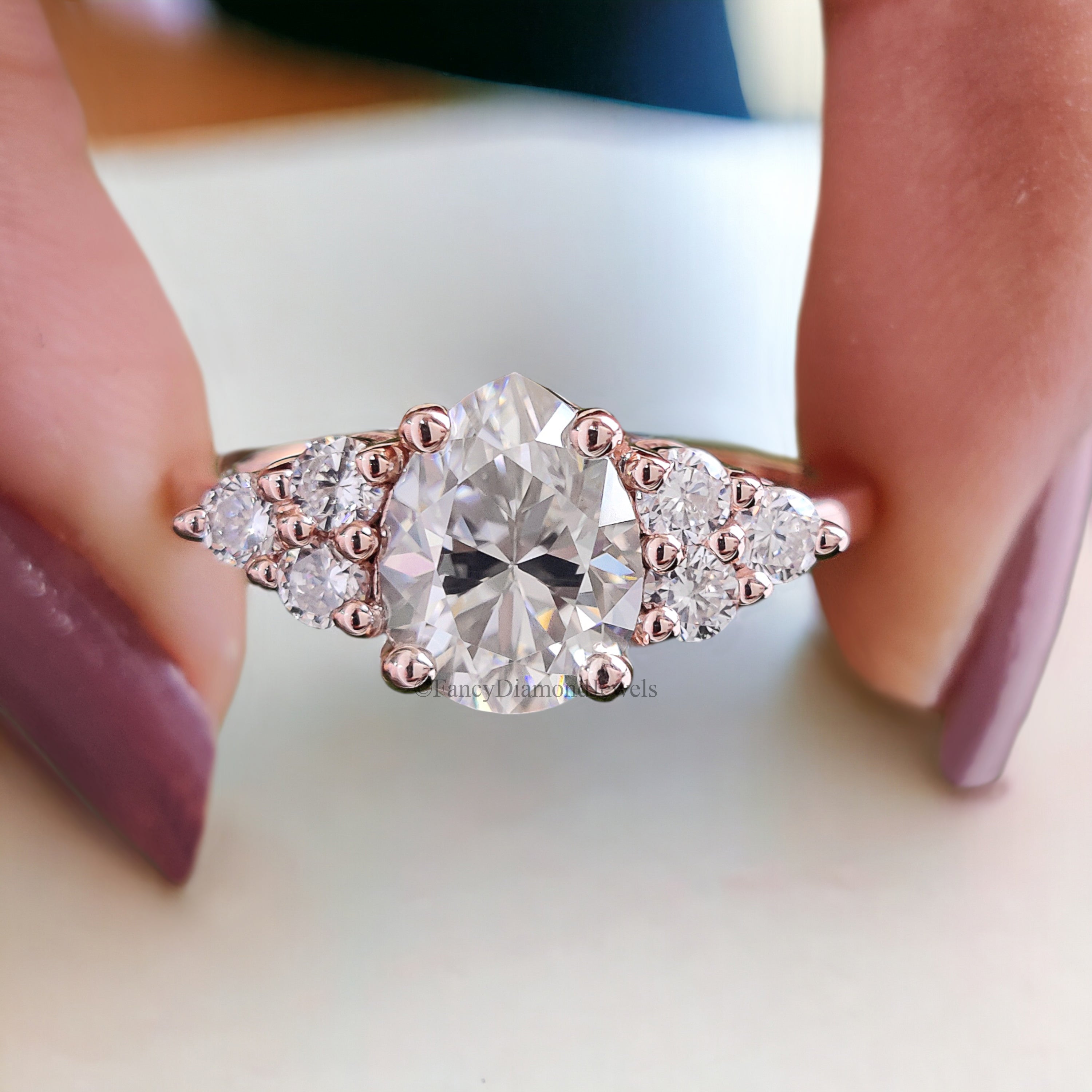 Pear shaped Moissanite Engagement Ring 1.60 CTW Vintage Unique Solid Gold Round Diamond wedding Ring Bridal Promise gift For Woman FD161