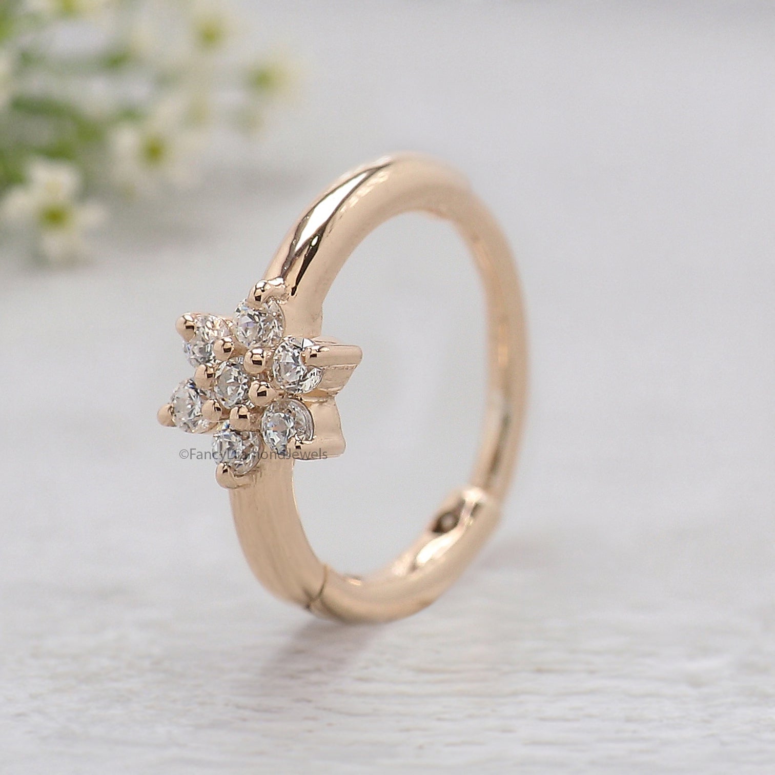 Flower Nose Ring Nose Studs Moissanite Diamond Nose Ring Hoop Nose Stud Rose Gold Nose Ring Gold Nose Ring Diamond Nose Stud Hoop FD493