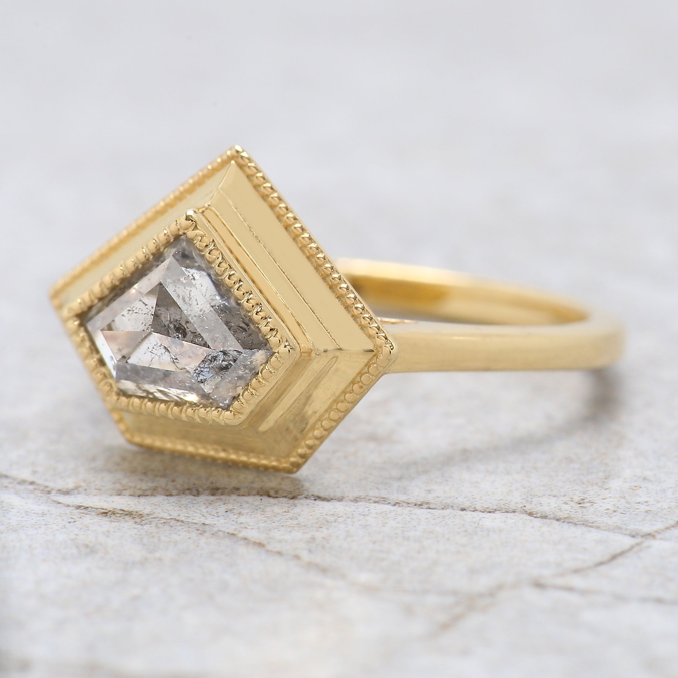 Shield Shape White-G Color Diamond Ring 1.19 Ct 5.95 MM Shield Cut Diamond Wedding Ring 14K Yellow Gold Engagement Ring Gift For Her KDL2605