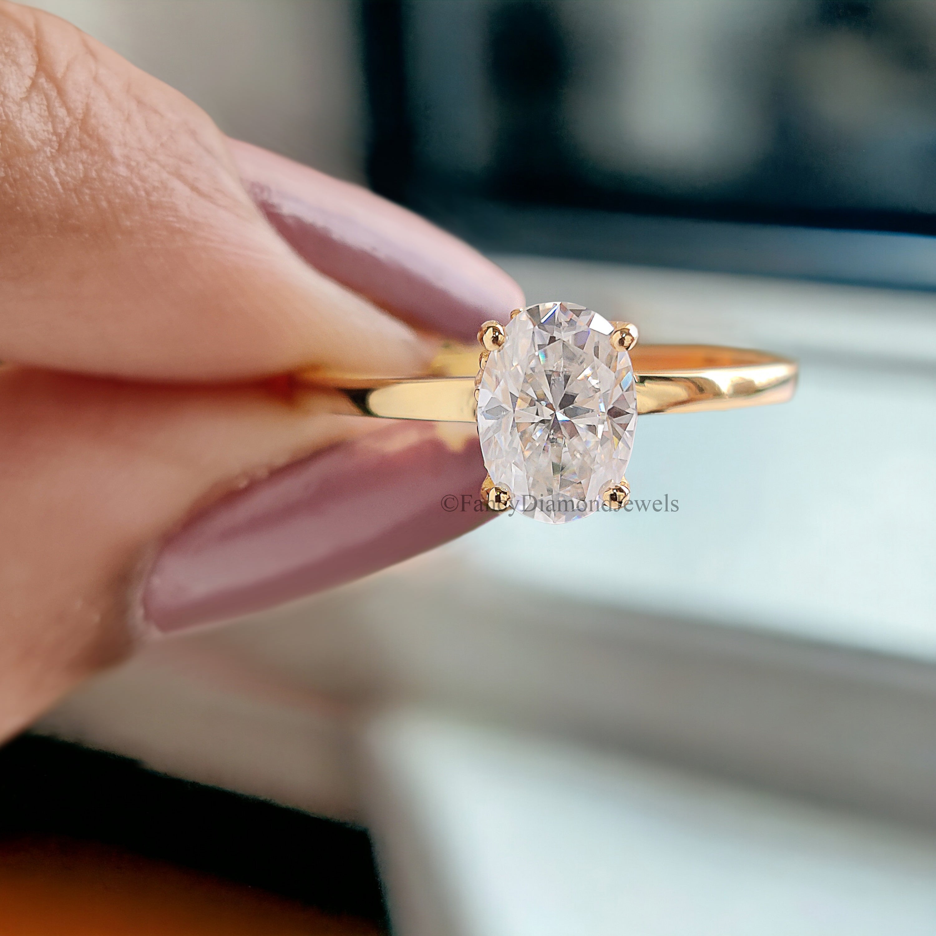 Oval Moissanite Bridal Ring Hidden Halo Moissanite Bridesmaid Ring Near Colorless Moissanite Wedding Ring 14K Solid Gold Proposal Ring FD173