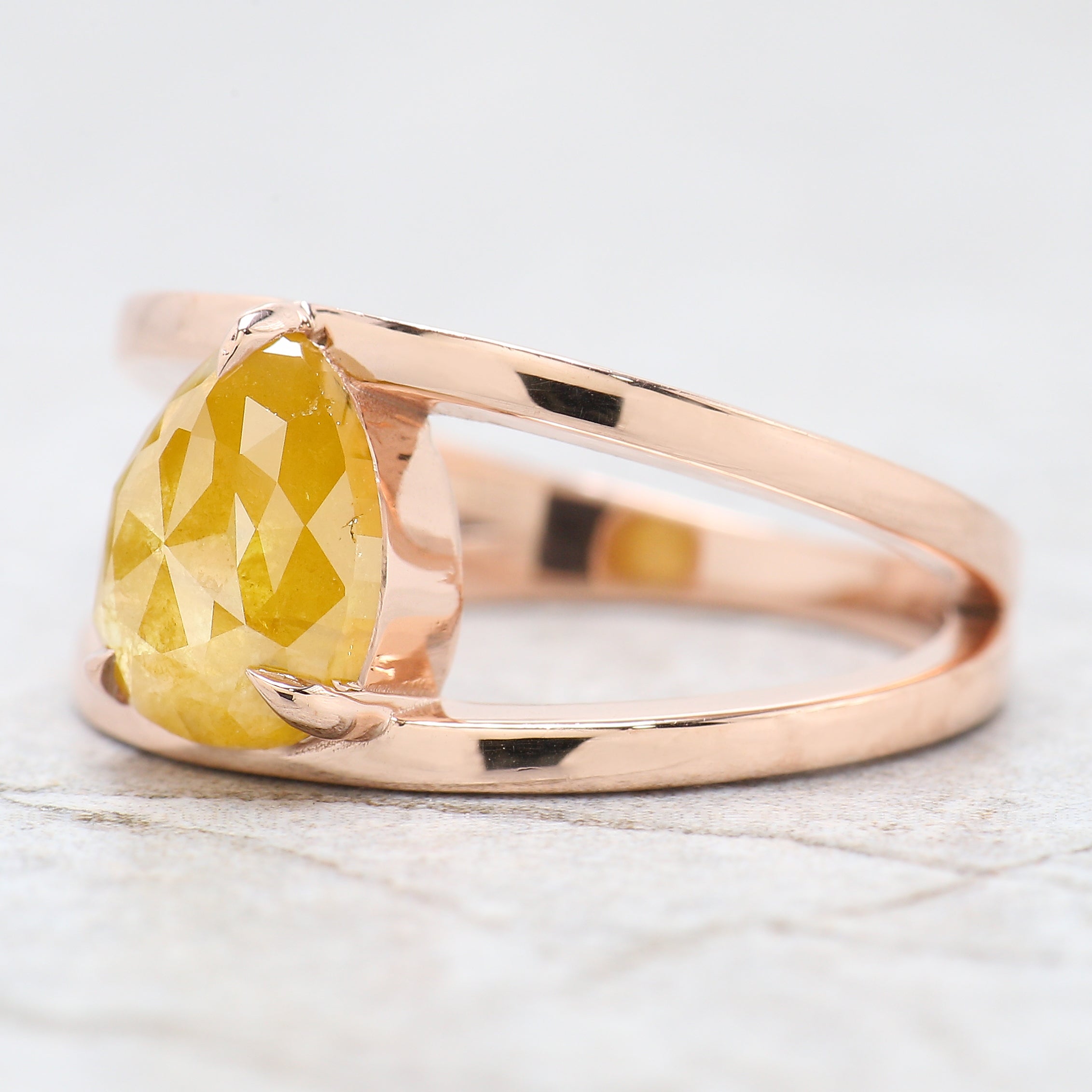 Pear Cut Yellow Color Diamond Ring 1.56 Ct 8.90 MM Pear Shape Diamond Ring 14K Solid Rose Gold Silver Engagement Ring Gift For Her QN323