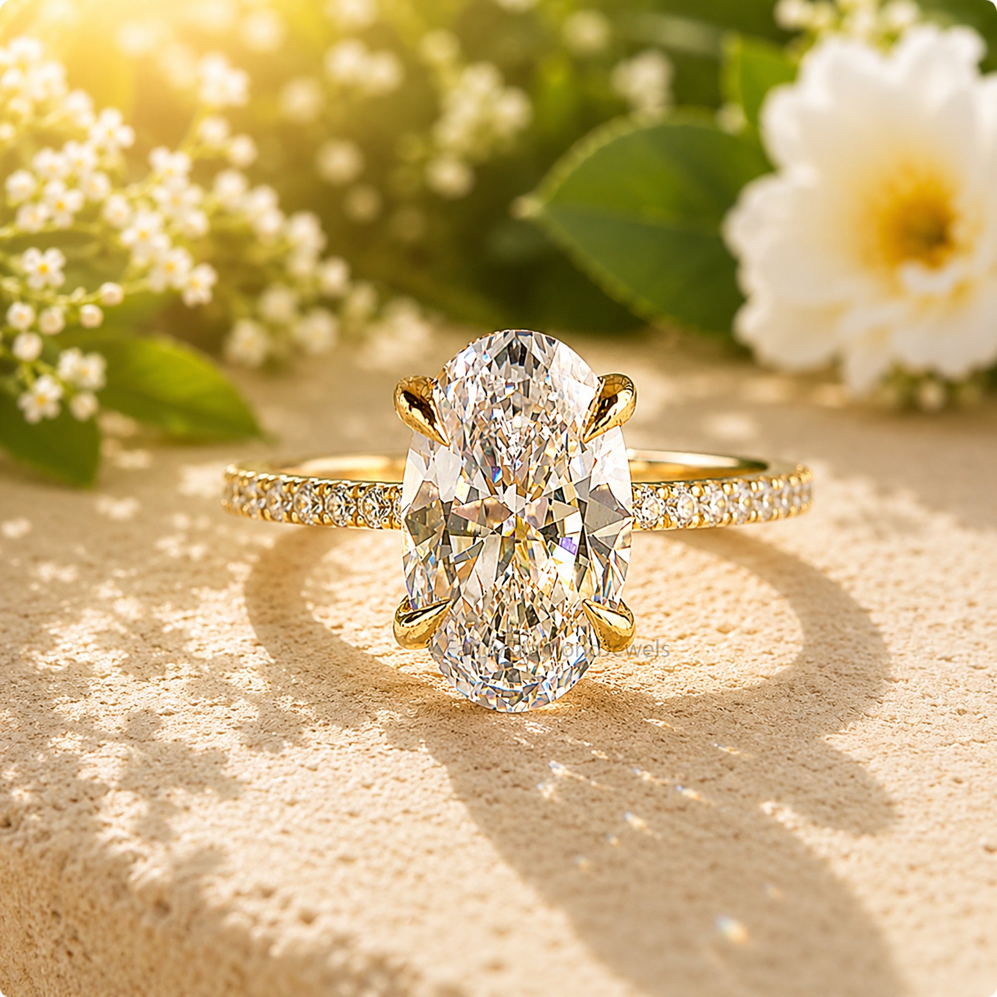 Oval Engagement Ring With Round Side Stone, Hidden Halo CZ Wedding Ring, Travel Ring, Classic Promise Ring, Dainty Anniversary Gift FD577