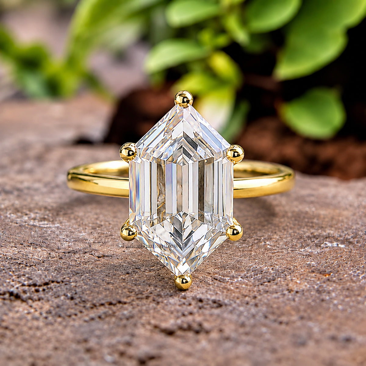 Hexagon Cut Engagement ring 8mm 10mm 11mm 13mm 14mm Stone Ring Silver Promise Ring Hexagon Cut Diamond Solitaire Ring Gift For Her FD292