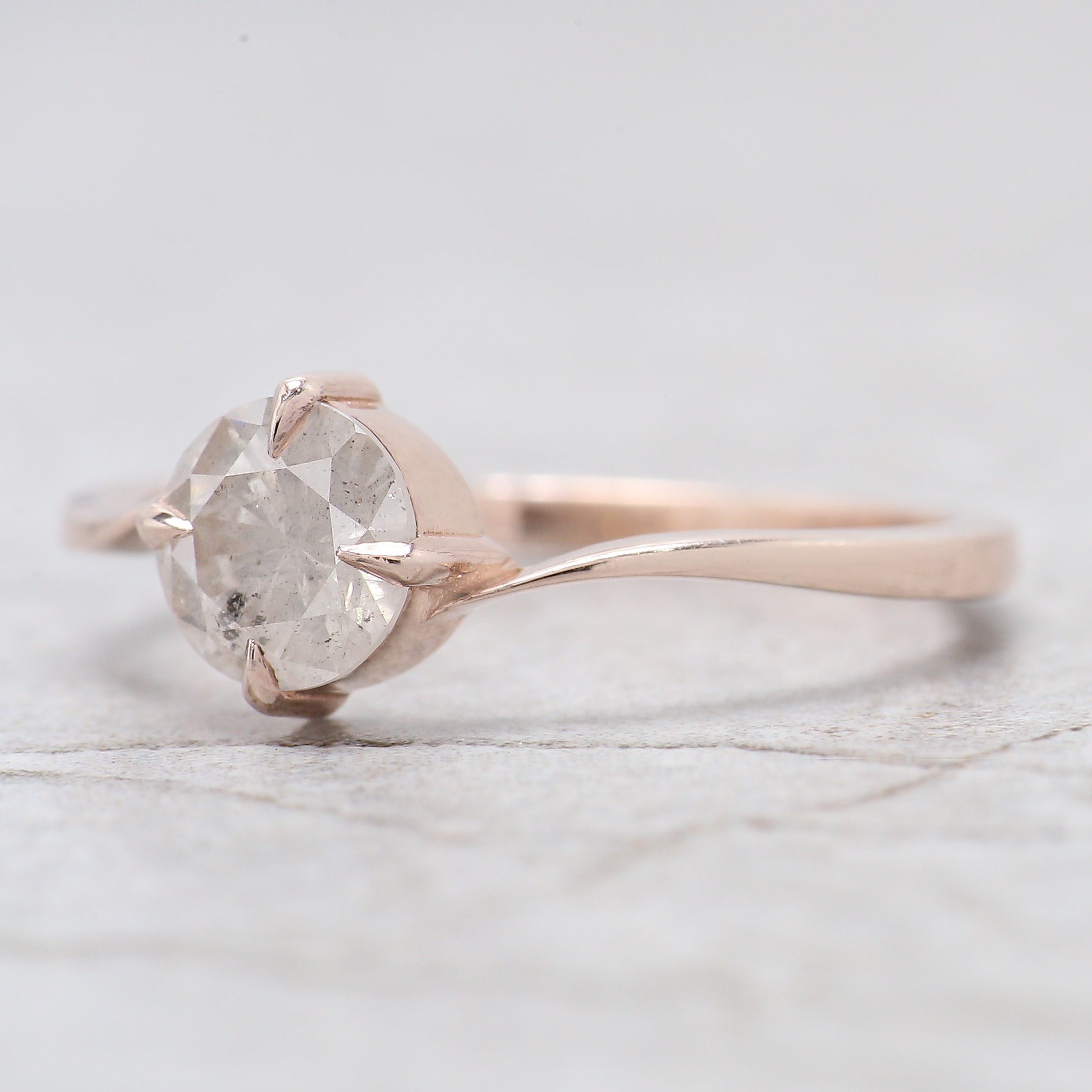 Round Cut White Color Diamond Ring 0.73 Ct 5.85 MM Round Shape Diamond Ring 14K Rose Gold Silver Round Engagement Ring Gift For Her QL347