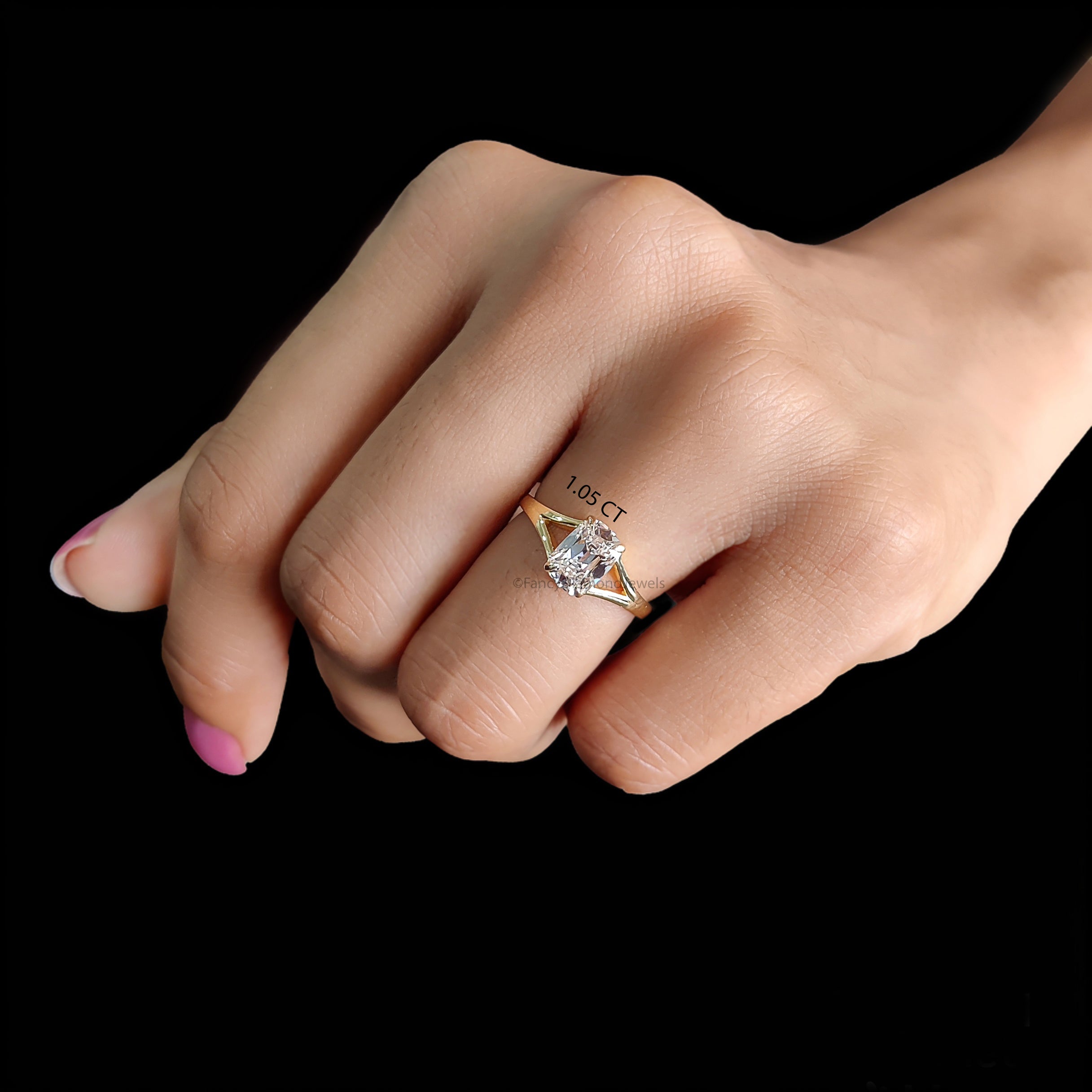 Old Mine Cut Cushion Diamond Split Shank Engagement Ring, Solitaire Wedding Ring for Her, Comfort Fit Promise Ring, Handmade Ring, FD556