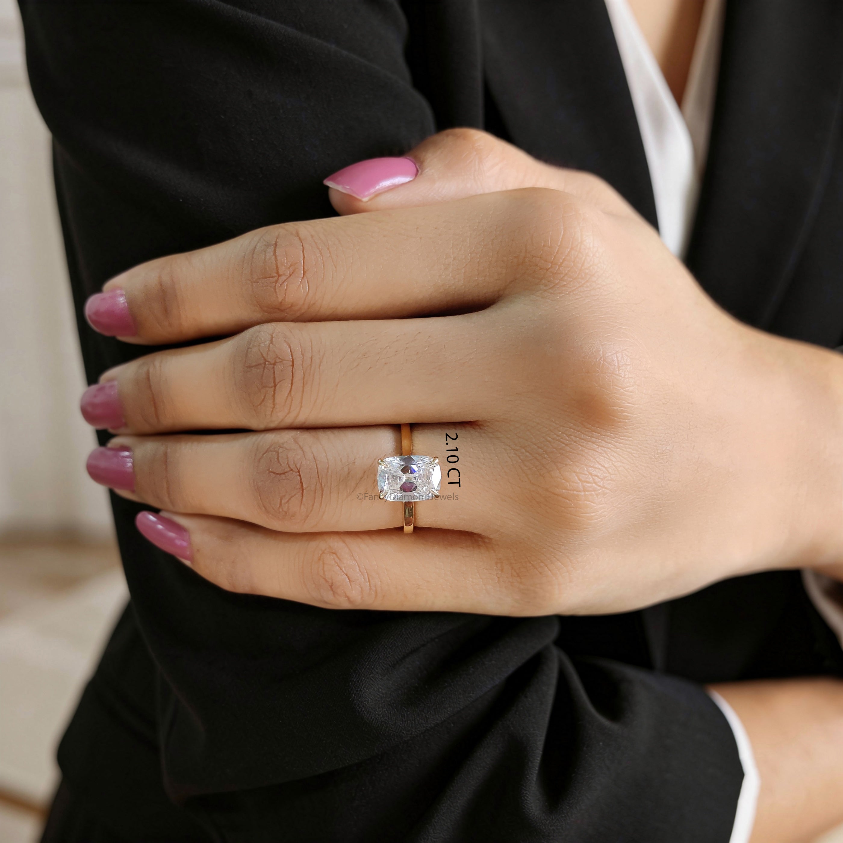 Old Mine Cushion Cut Diamond Solitaire Engagement Ring, Lab Grown Diamond Wedding Ring, Cushion Diamond Ring, Anniversary Gift for Her FD558